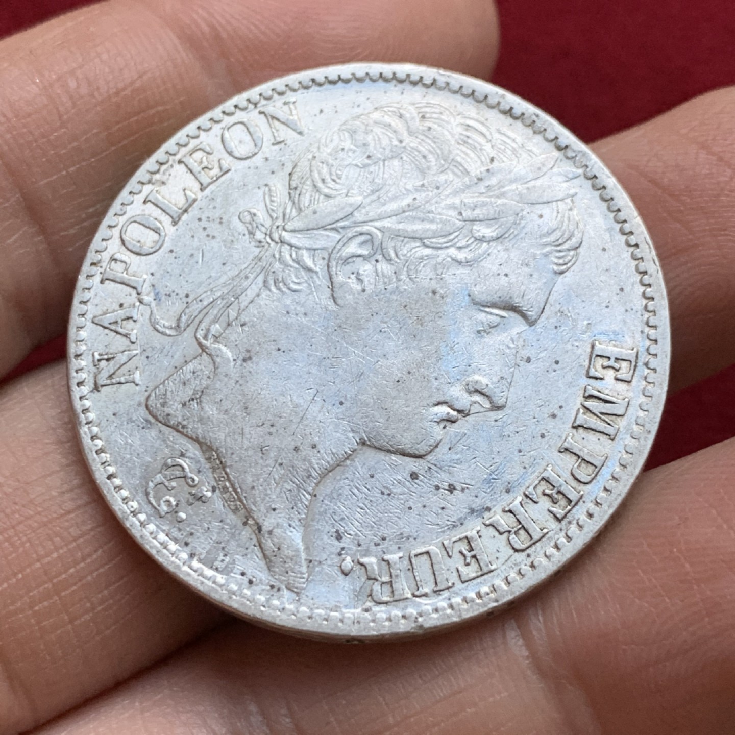 《竞宝斋》第143场-周日，周一 2场 (全场包邮) 法国 1812年 拿一 H版 5法郎 大银币 深打状态好 少见年份版别