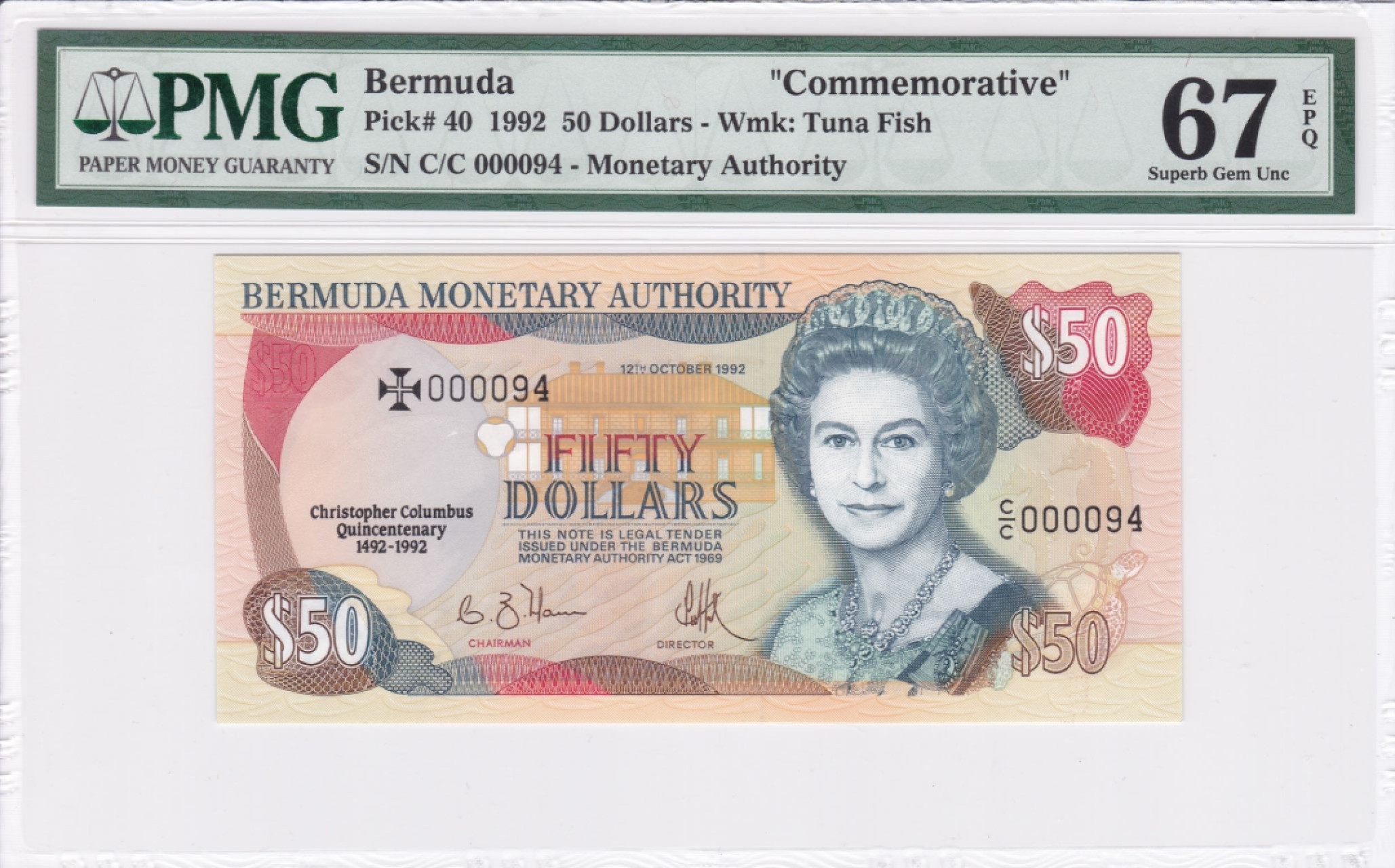 收藏联盟Quantum Auction 第240期拍卖 已更新 百慕大1992年50元 PMG67 纪念钞小号