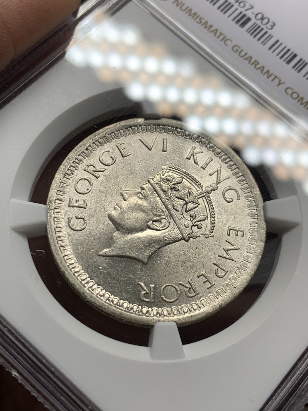 《竞宝斋》第143场-周日，周一 2场 (全场包邮) NGC-MS62 英属印度 1945 1卢比 银币