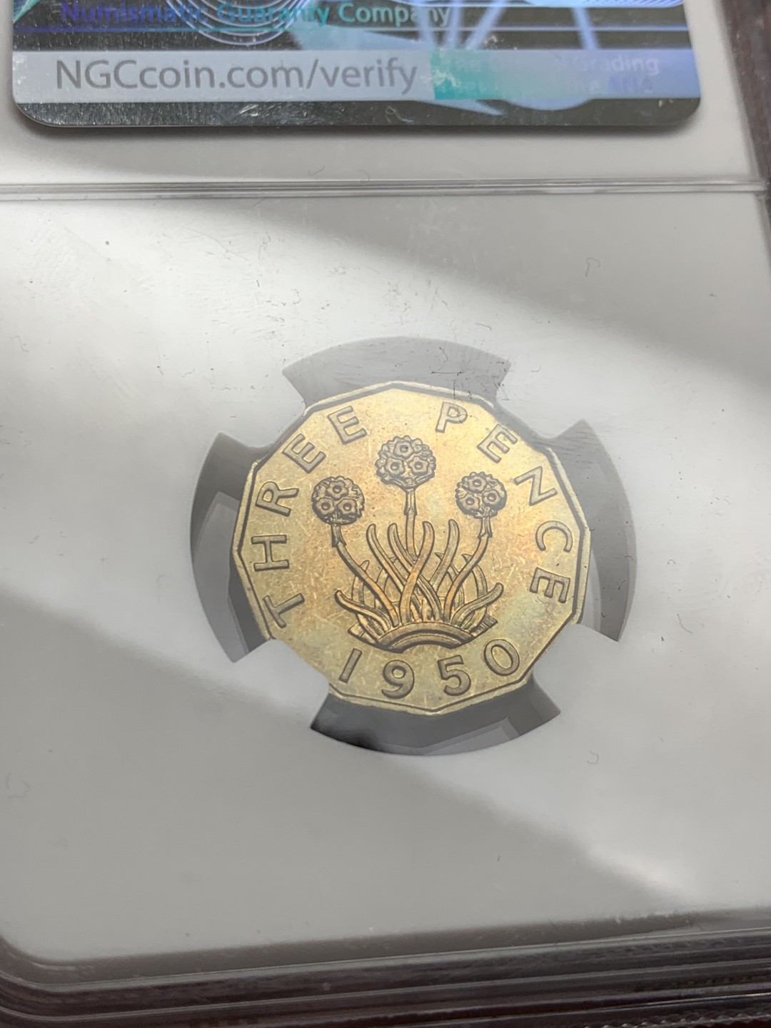 《竞宝斋》第143场-周日，周一 2场 (全场包邮) NGC PF64英国本土1950年乔治六世3便士铜币