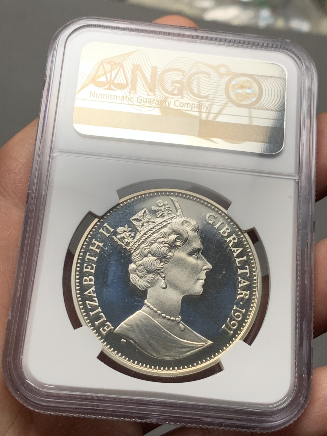 《竞宝斋》第143场-周日，周一 2场 (全场包邮) NGC-PF67 直布罗陀1991 戴安娜1克朗 精制大银币 