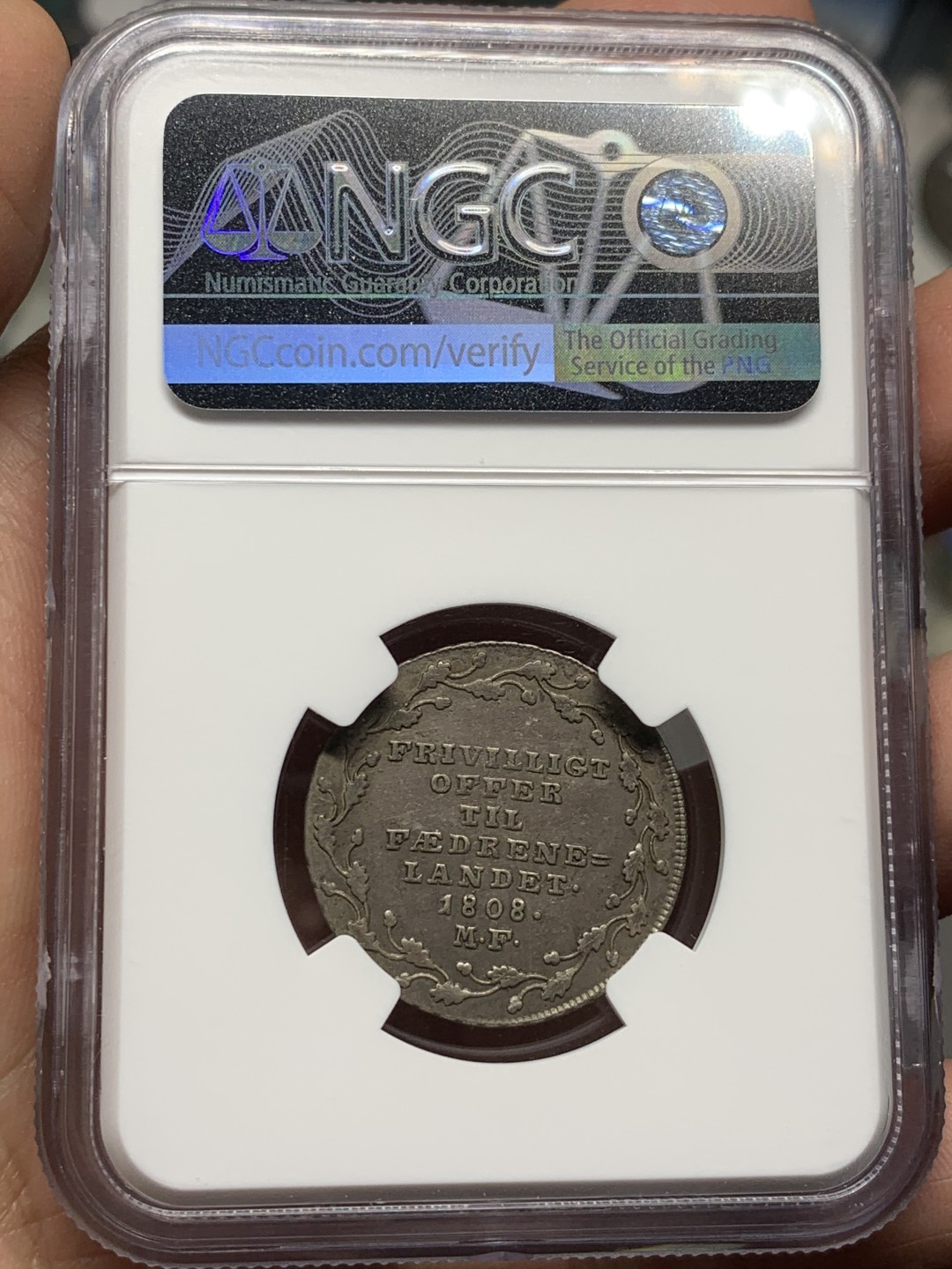 《竞宝斋》第143场-周日，周一 2场 (全场包邮) NGC-AU 丹麦1808年1/6 Rigsdaler，国内少见的东西
