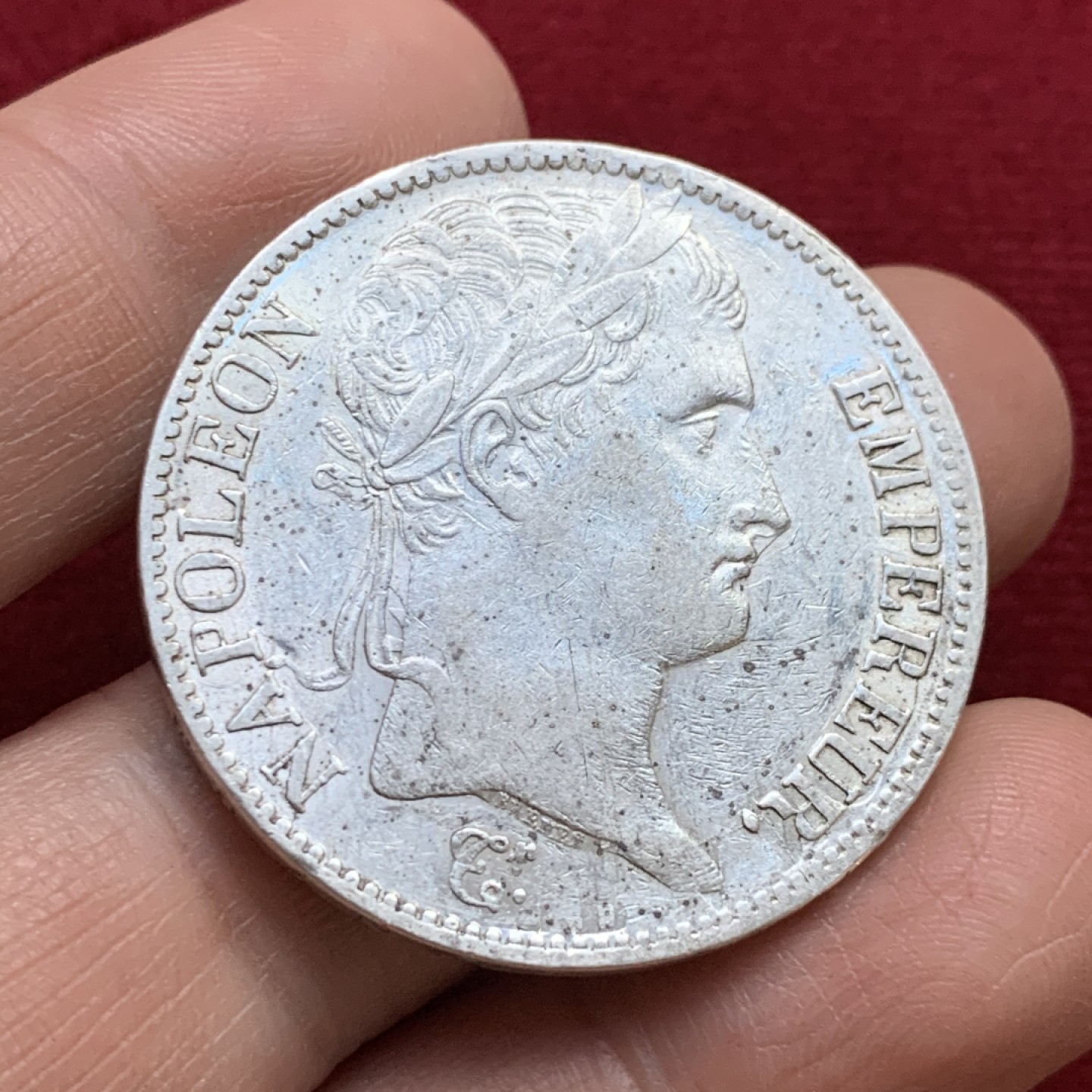 《竞宝斋》第143场-周日，周一 2场 (全场包邮) 法国 1812年 拿一 H版 5法郎 大银币 深打状态好 少见年份版别