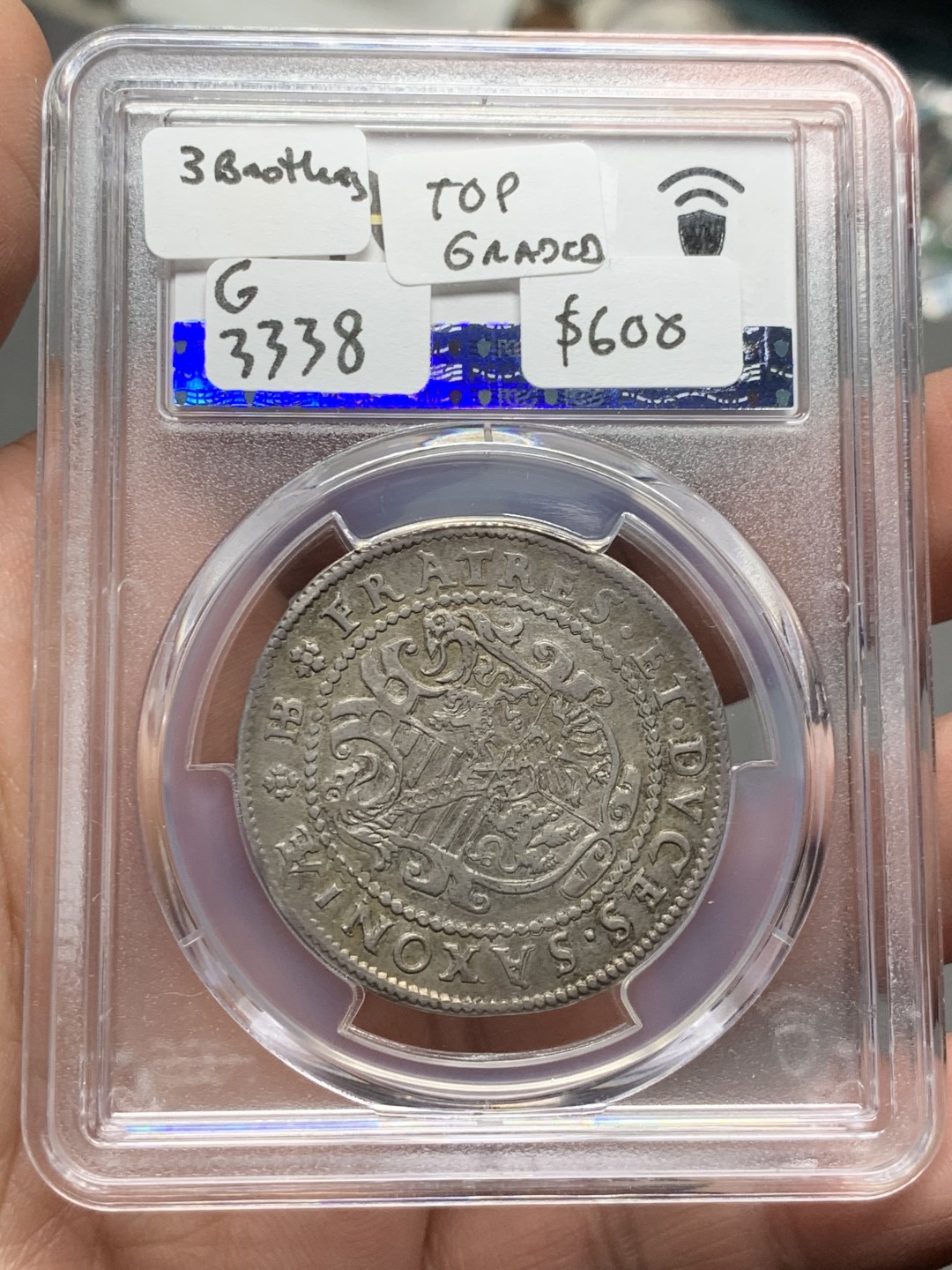 《竞宝斋》第143场-周日，周一 2场 (全场包邮) PCGS AU55萨克森1592三兄弟半泰勒 PCGS唯一冠军