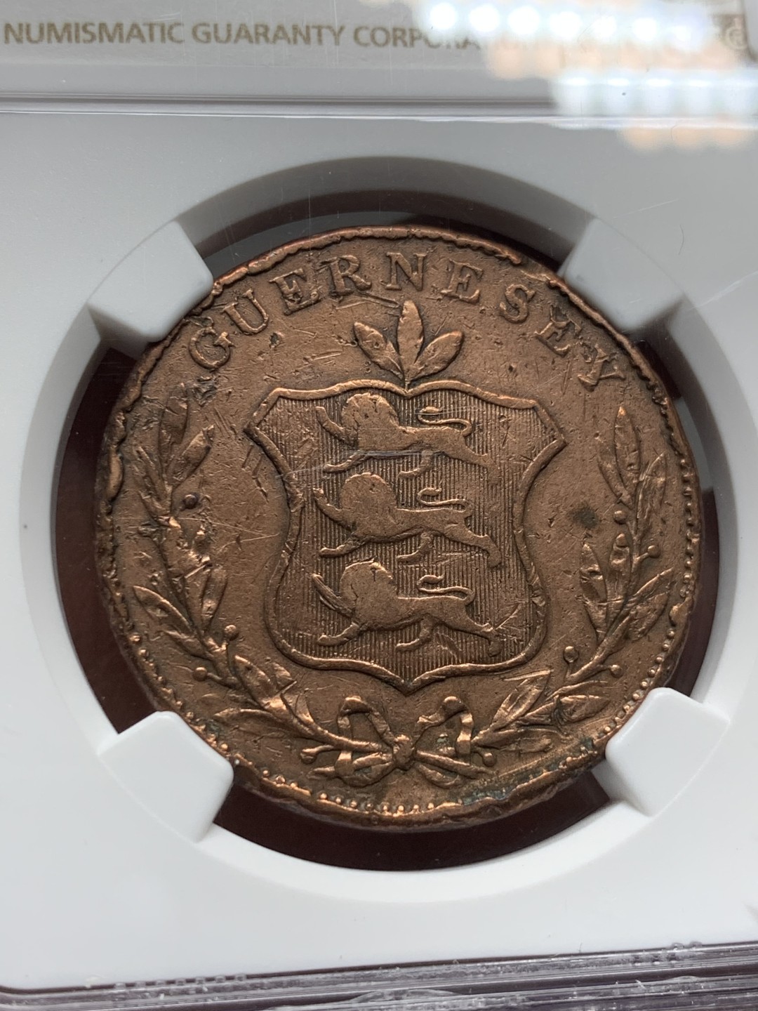 《竞宝斋》第143场-周日，周一 2场 (全场包邮) NGC VFD 1834根西八道布大铜币