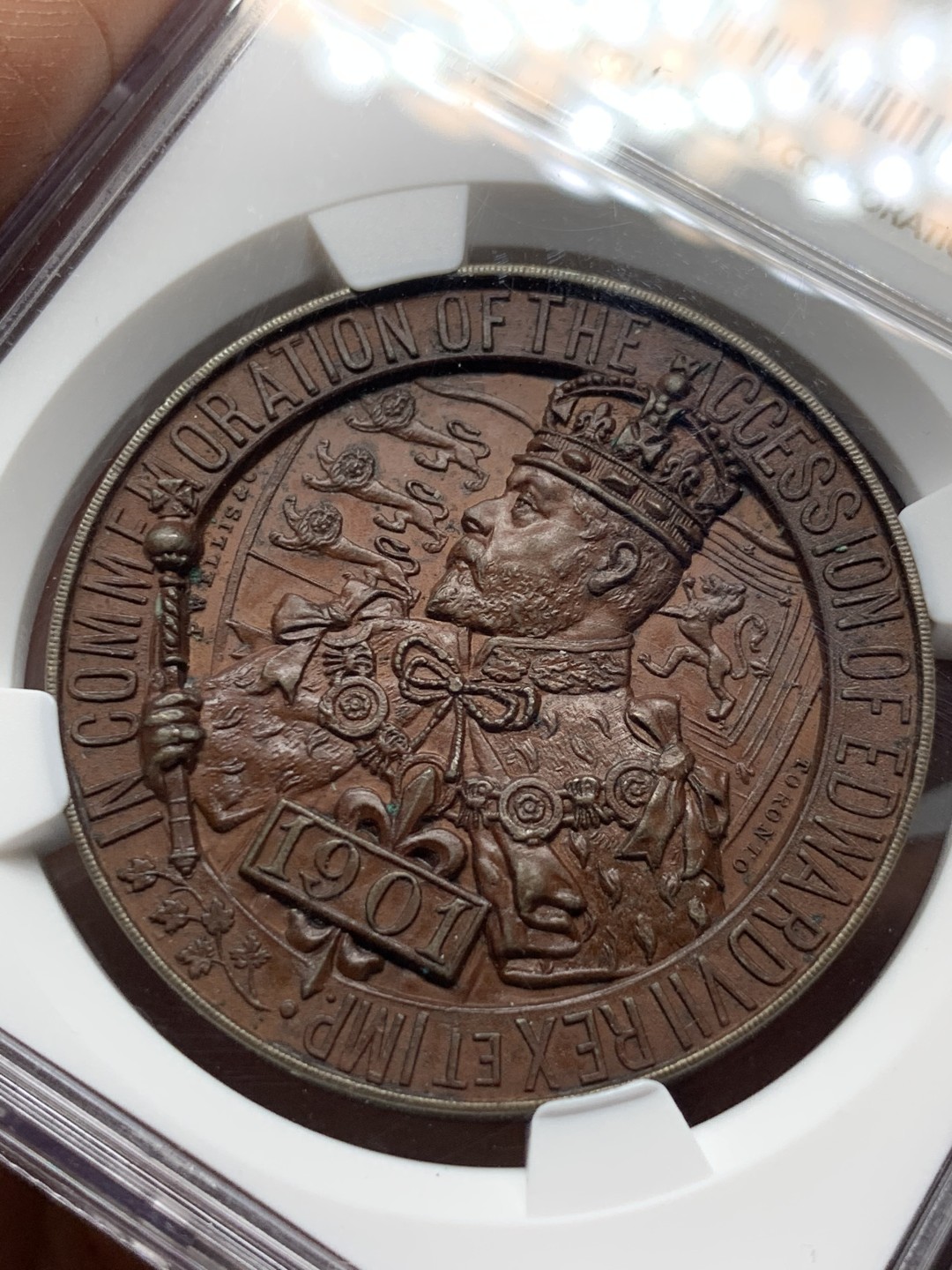 《竞宝斋》第143场-周日，周一 2场 (全场包邮) NGC-MS62BN  加拿大 爱七1901多伦多 工业博览会铜章 细节极其丰富 高浮雕