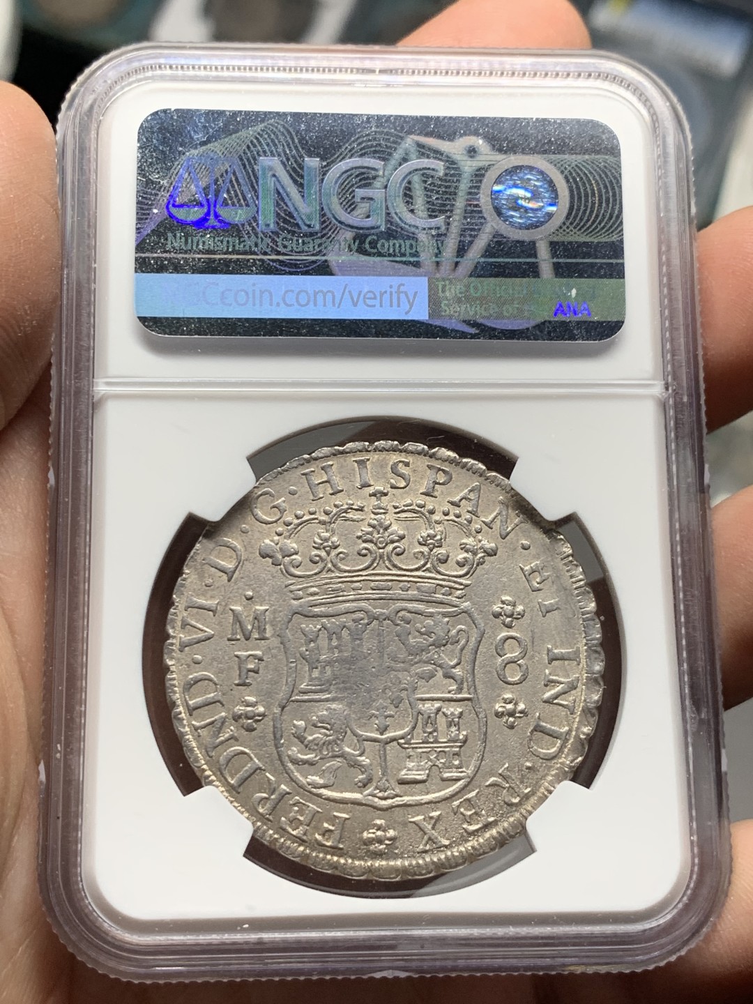 《竞宝斋》第143场-周日，周一 2场 (全场包邮) NGC-MS61 墨西哥1752年 8R地球银币 少见年份 水波清晰 中心弱打