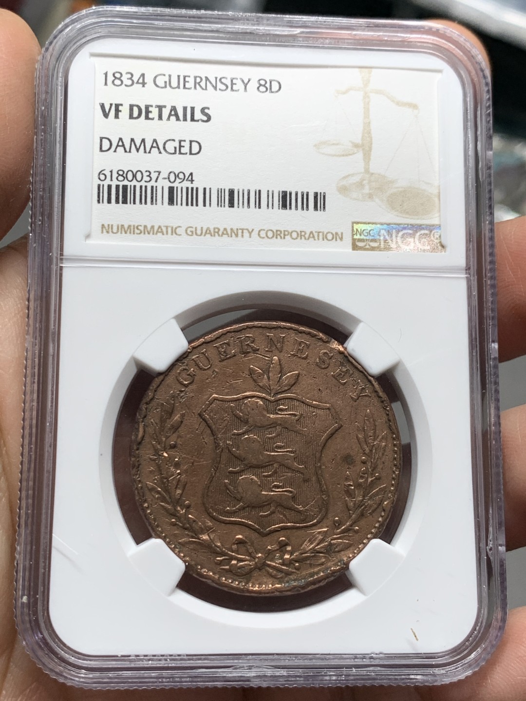 《竞宝斋》第143场-周日，周一 2场 (全场包邮) NGC VFD 1834根西八道布大铜币