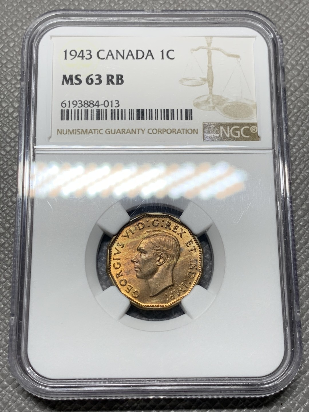 《竞宝斋》第143场-周日，周一 2场 (全场包邮) NGC MS63加拿大1943年铜币1分后面由于铜紧缺都改用铁币所以铜能保存下来的好的很少