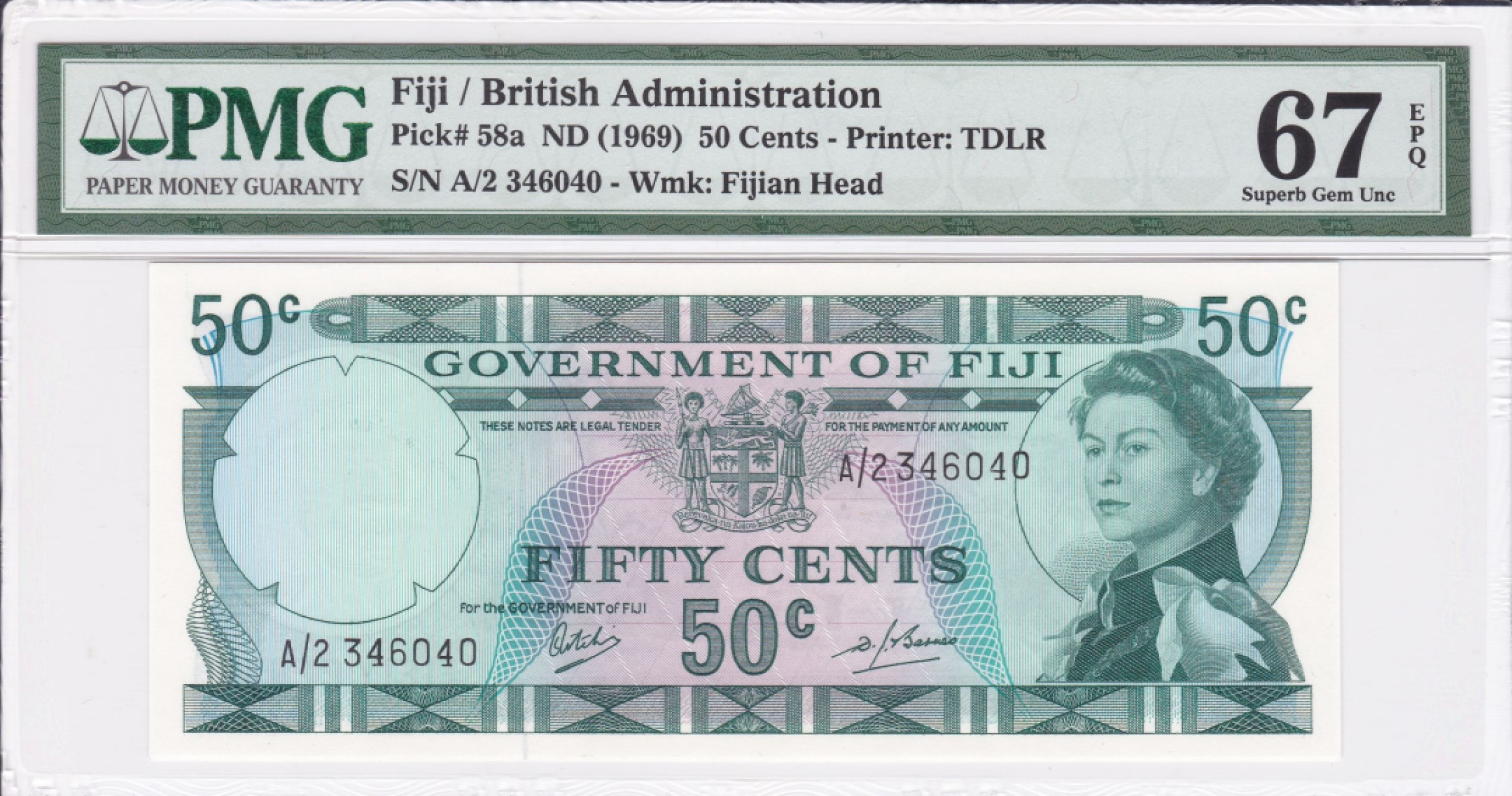 收藏联盟Quantum Auction 第240期拍卖 已更新 斐济群岛1969年50分 PMG67 初版A冠