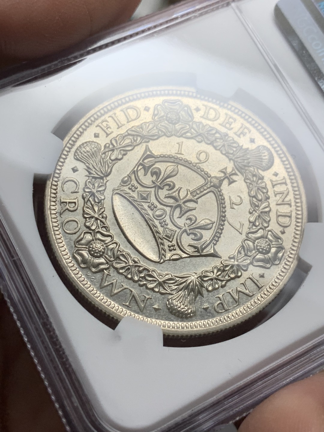 《竞宝斋》第143场-周日，周一 2场 (全场包邮) NGC PR64 英国1927乔治五世花冠克朗 名家旧藏