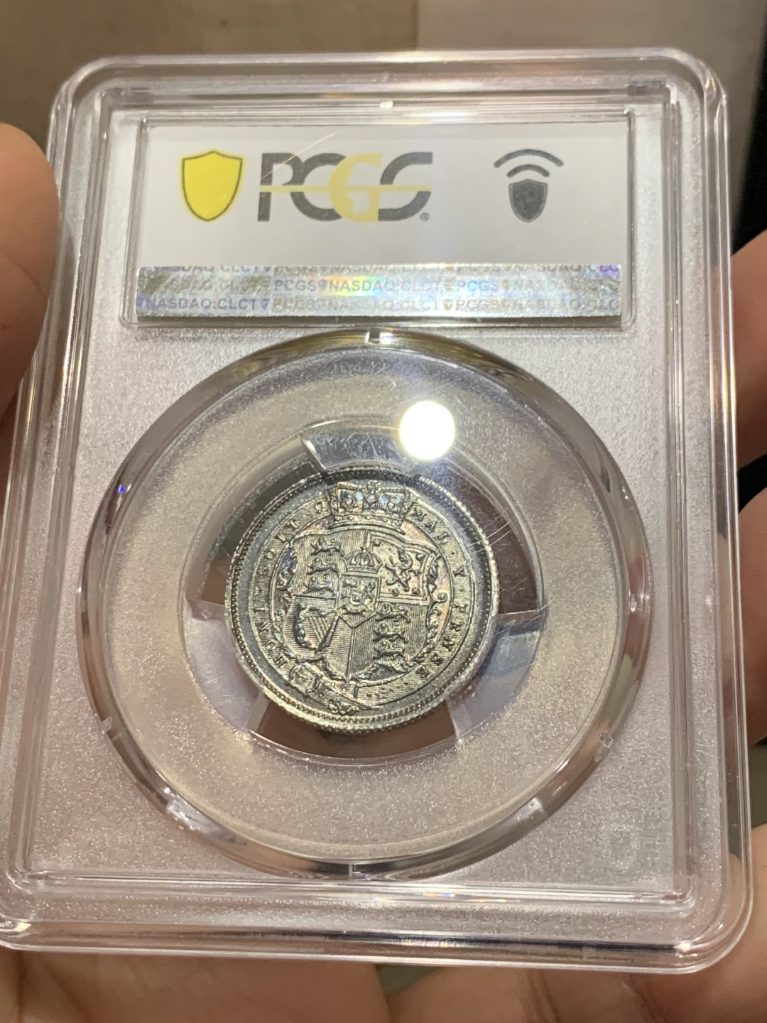 《竞宝斋》第143场-周日，周一 2场 (全场包邮) PCGS MS62 英国 1820年 乔治三世1先令银币 低评状态 典型欧洲包浆