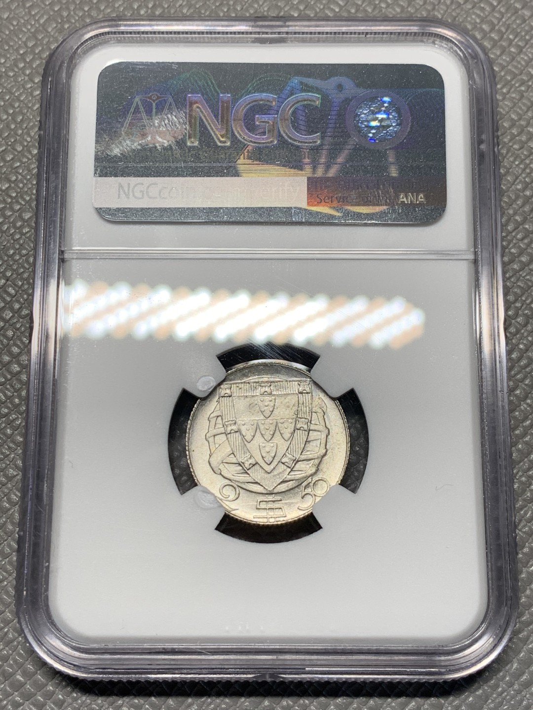 《竞宝斋》第143场-周日，周一 2场 (全场包邮) NGC-MS65 葡萄牙1951年 大帆船 2.5埃斯库多 银币 64分以上就难了