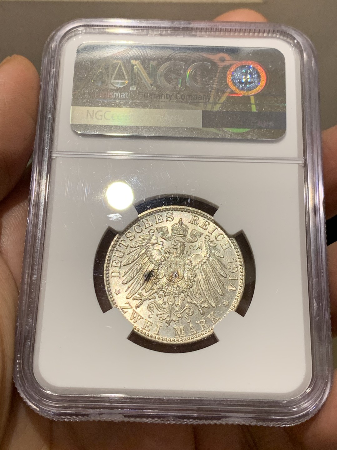 《竞宝斋》第143场-周日，周一 2场 (全场包邮) NGC MS-63  德国巴伐利亚   1914年   路德维希 少见原光2马克