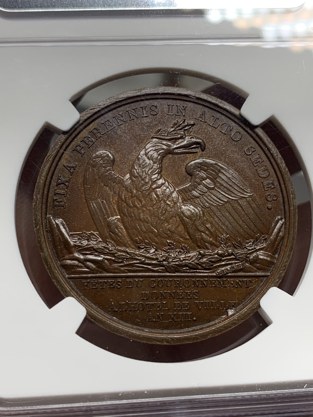 《竞宝斋》第143场-周日，周一 2场 (全场包邮) NGC MS63BN 法国 1804年拿破仑 加冕纪念铜章 正面为拿破仑和约瑟芬的半身像 背面细节充沛 非常不错