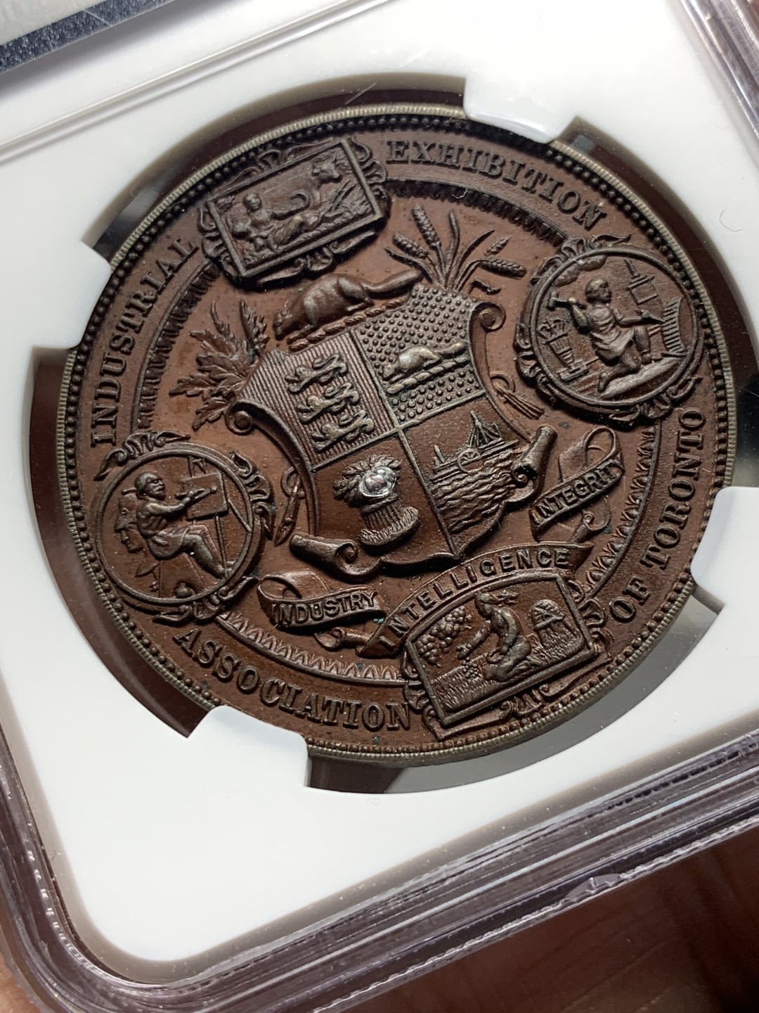 《竞宝斋》第143场-周日，周一 2场 (全场包邮) NGC-MS62BN  加拿大 爱七1901多伦多 工业博览会铜章 细节极其丰富 高浮雕