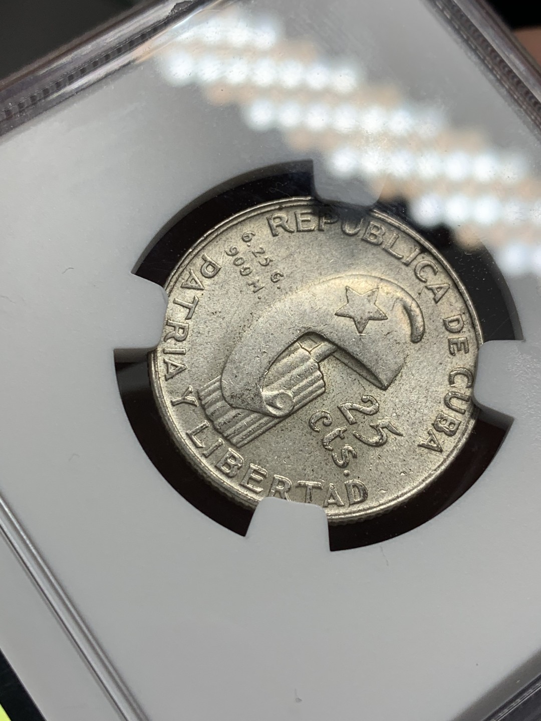 《竞宝斋》第143场-周日，周一 2场 (全场包邮) NGC-MS63 古巴1953年 何塞马丁 25分顶级原光银币 