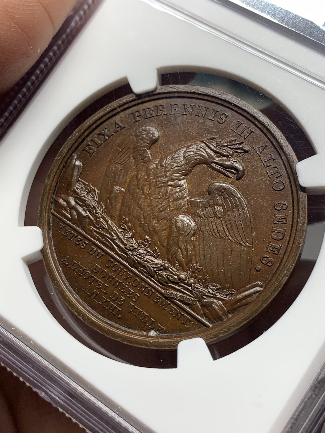 《竞宝斋》第143场-周日，周一 2场 (全场包邮) NGC MS63BN 法国 1804年拿破仑 加冕纪念铜章 正面为拿破仑和约瑟芬的半身像 背面细节充沛 非常不错