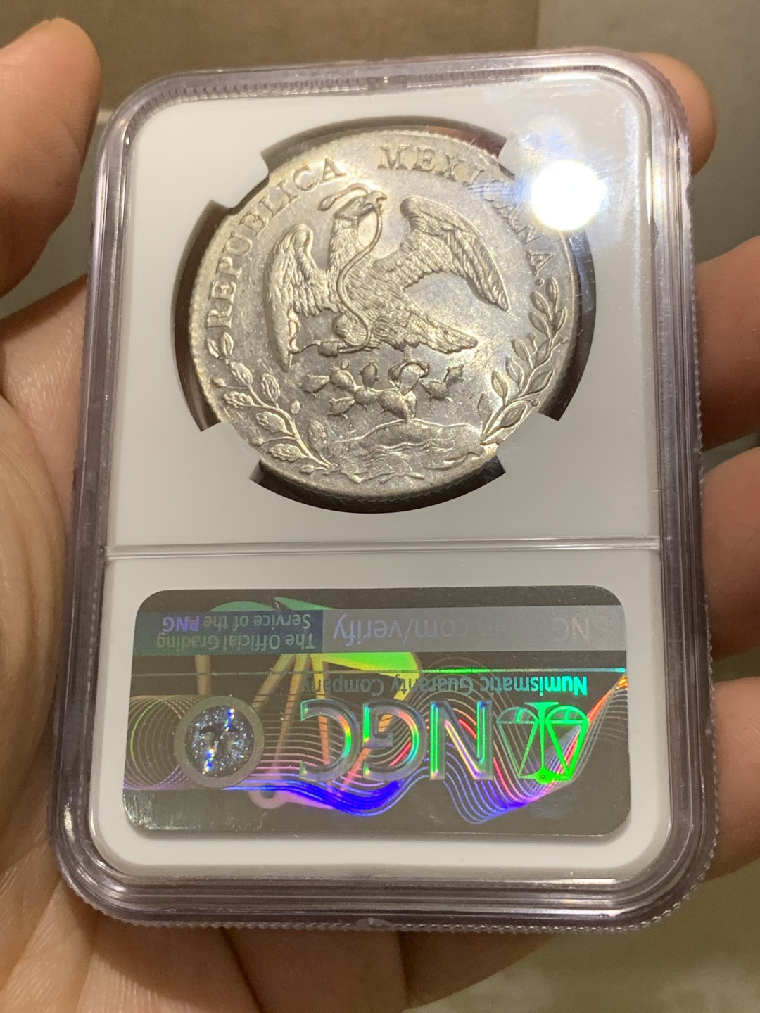 《竞宝斋》第143场-周日，周一 2场 (全场包邮) NGC MS61 墨西哥 1891年GO RS版 8R 鹰洋大银币 羽毛好 底板光亮