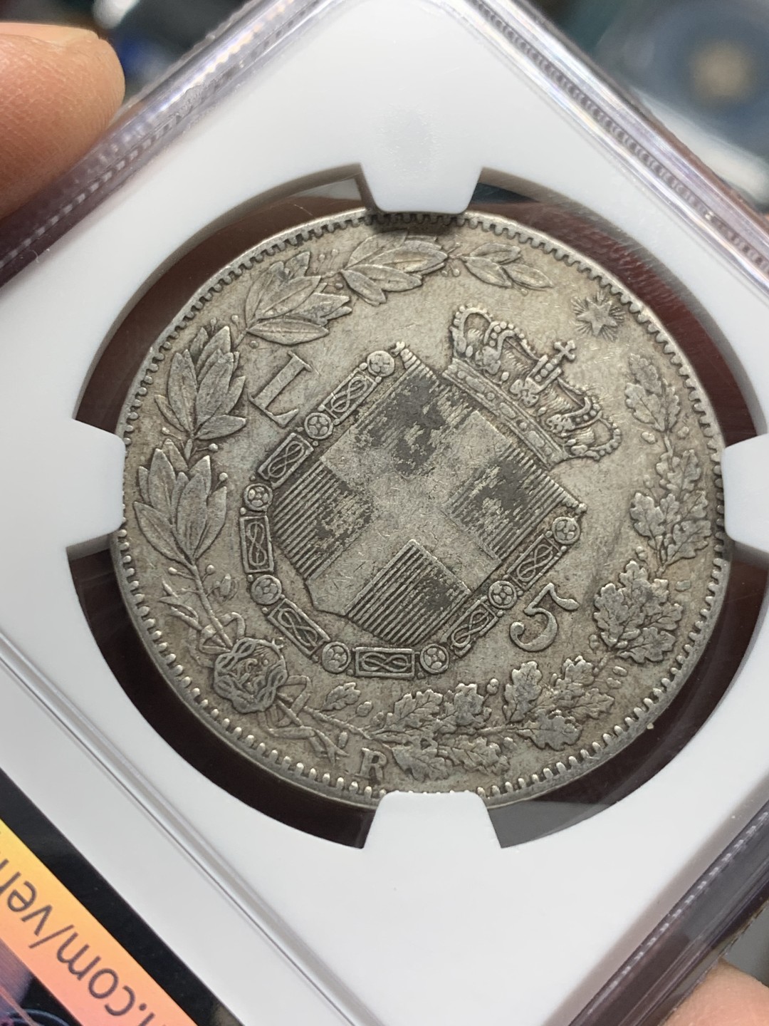 《竞宝斋》第143场-周日，周一 2场 (全场包邮) NGC-XF40 意大利1879年 翁贝托5里拉大银币 原味好品