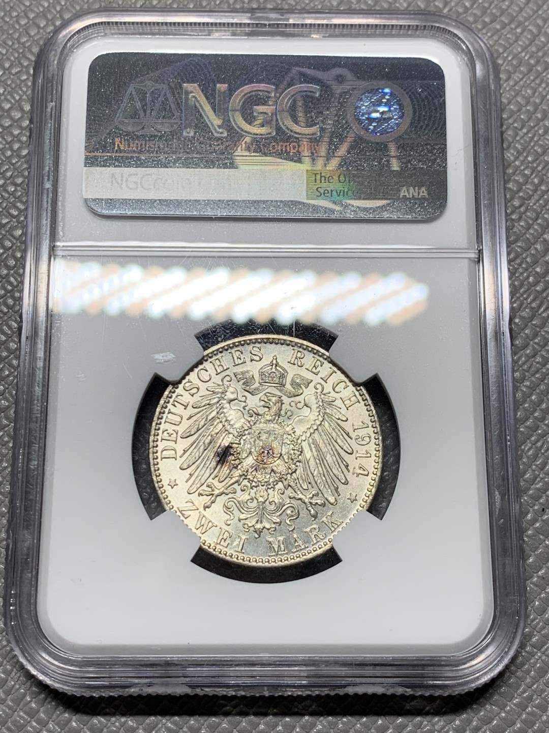 《竞宝斋》第143场-周日，周一 2场 (全场包邮) NGC MS-63  德国巴伐利亚   1914年   路德维希 少见原光2马克