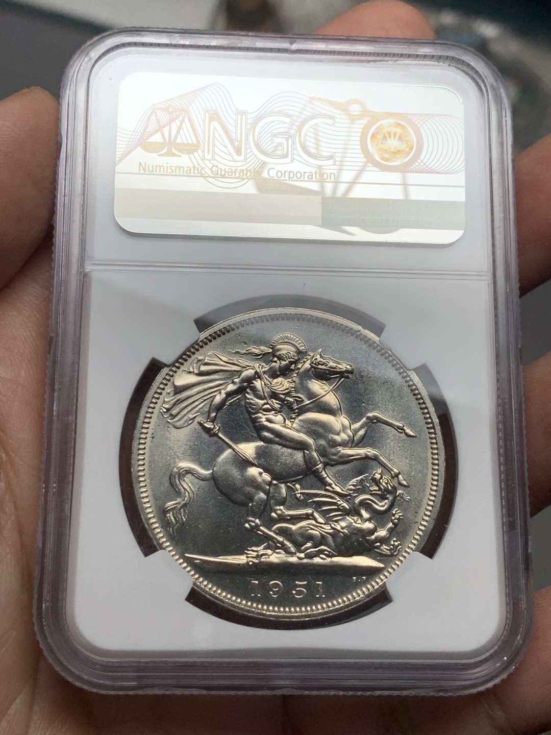 《竞宝斋》第143场-周日，周一 2场 (全场包邮) NGC PL64 英国1951乔治六世镍马剑