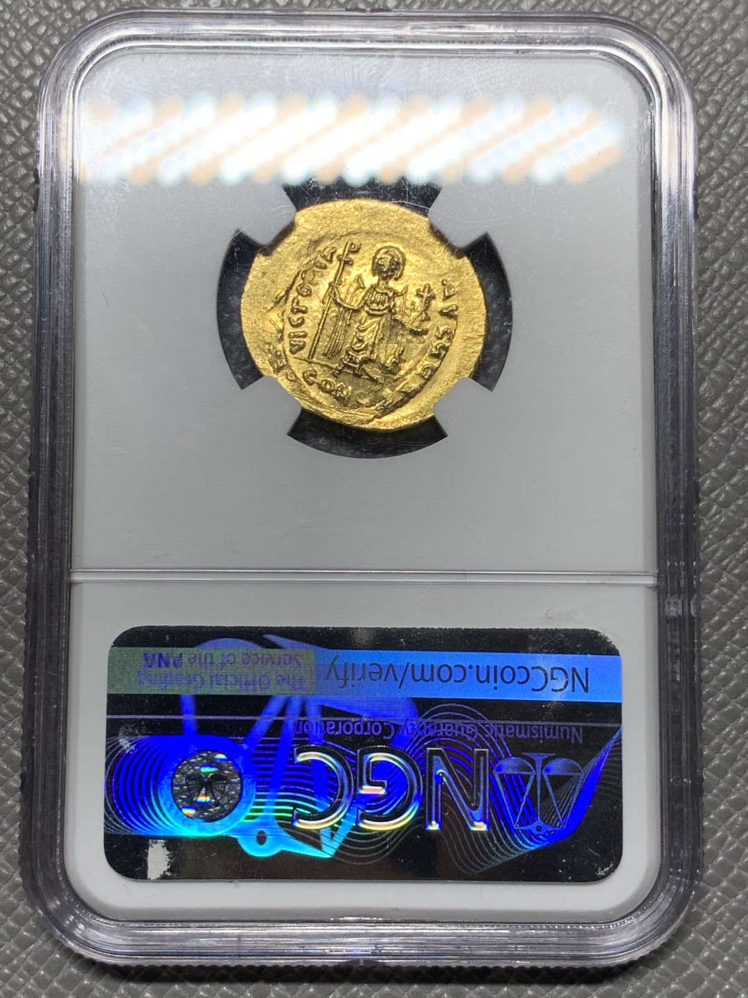 《竞宝斋》第143场-周日，周一 2场 (全场包邮) NGC MS 拜占庭帝国福卡斯索利多金币 4.5克 打制清晰 人像锐利无问题评价，几近完美品 精品中的精品