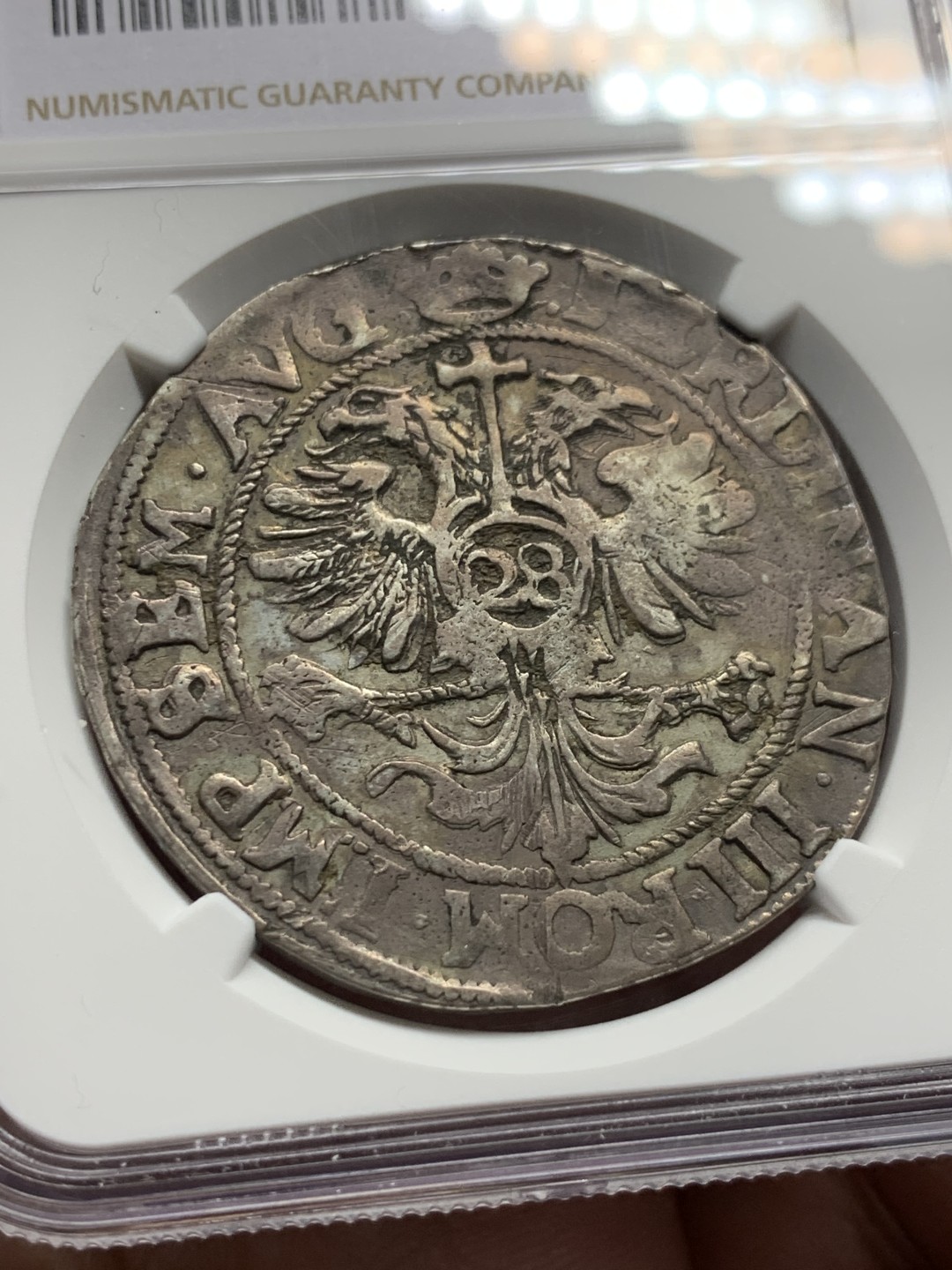 《竞宝斋》第143场-周日，周一 2场 (全场包邮) NGC-XF 德国1637年 双头鹰 28S 大银币 少见品种