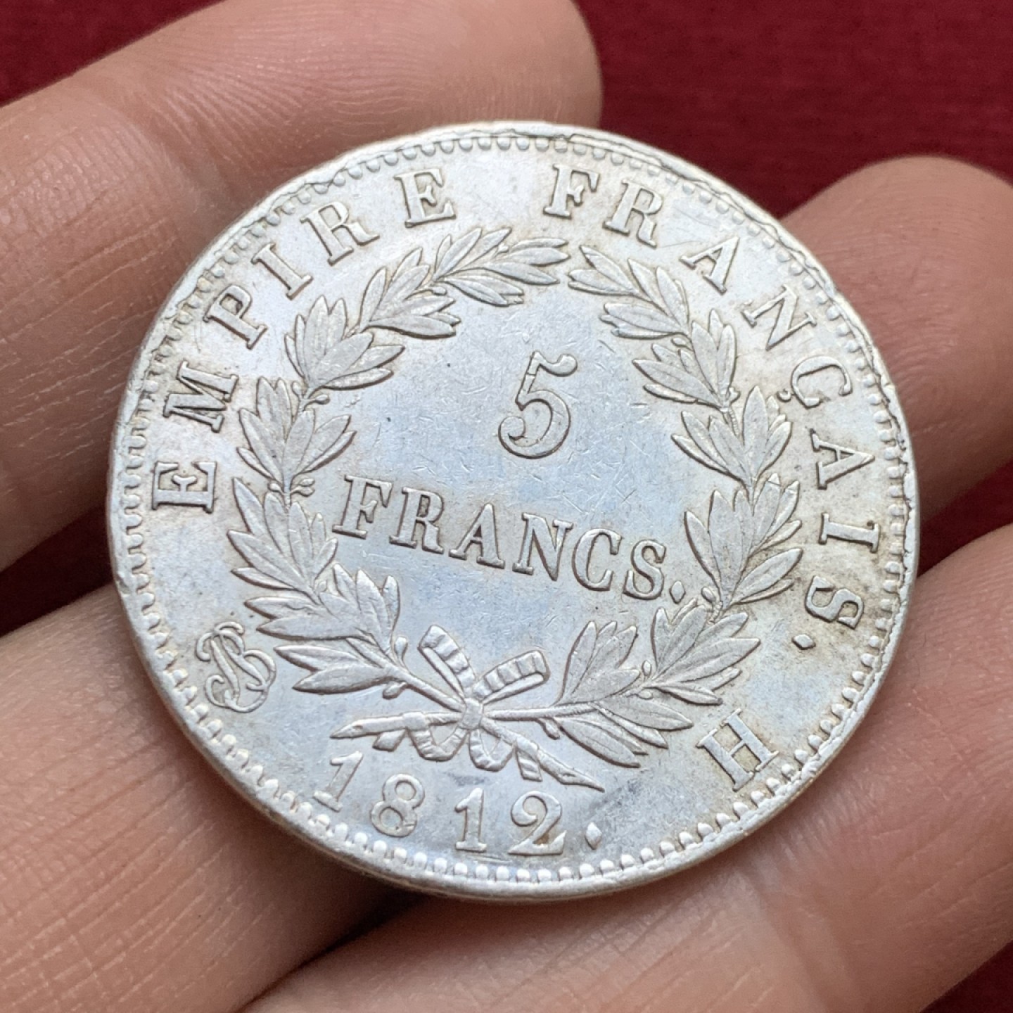 《竞宝斋》第143场-周日，周一 2场 (全场包邮) 法国 1812年 拿一 H版 5法郎 大银币 深打状态好 少见年份版别