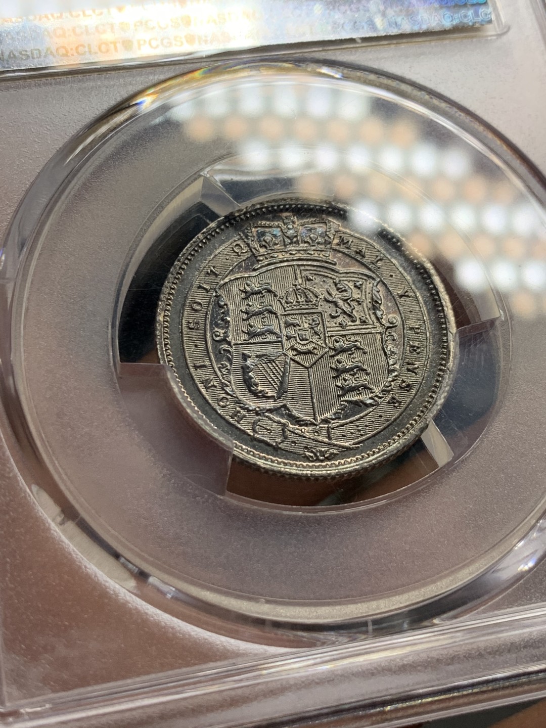 《竞宝斋》第143场-周日，周一 2场 (全场包邮) PCGS MS62 英国 1820年 乔治三世1先令银币 低评状态 典型欧洲包浆