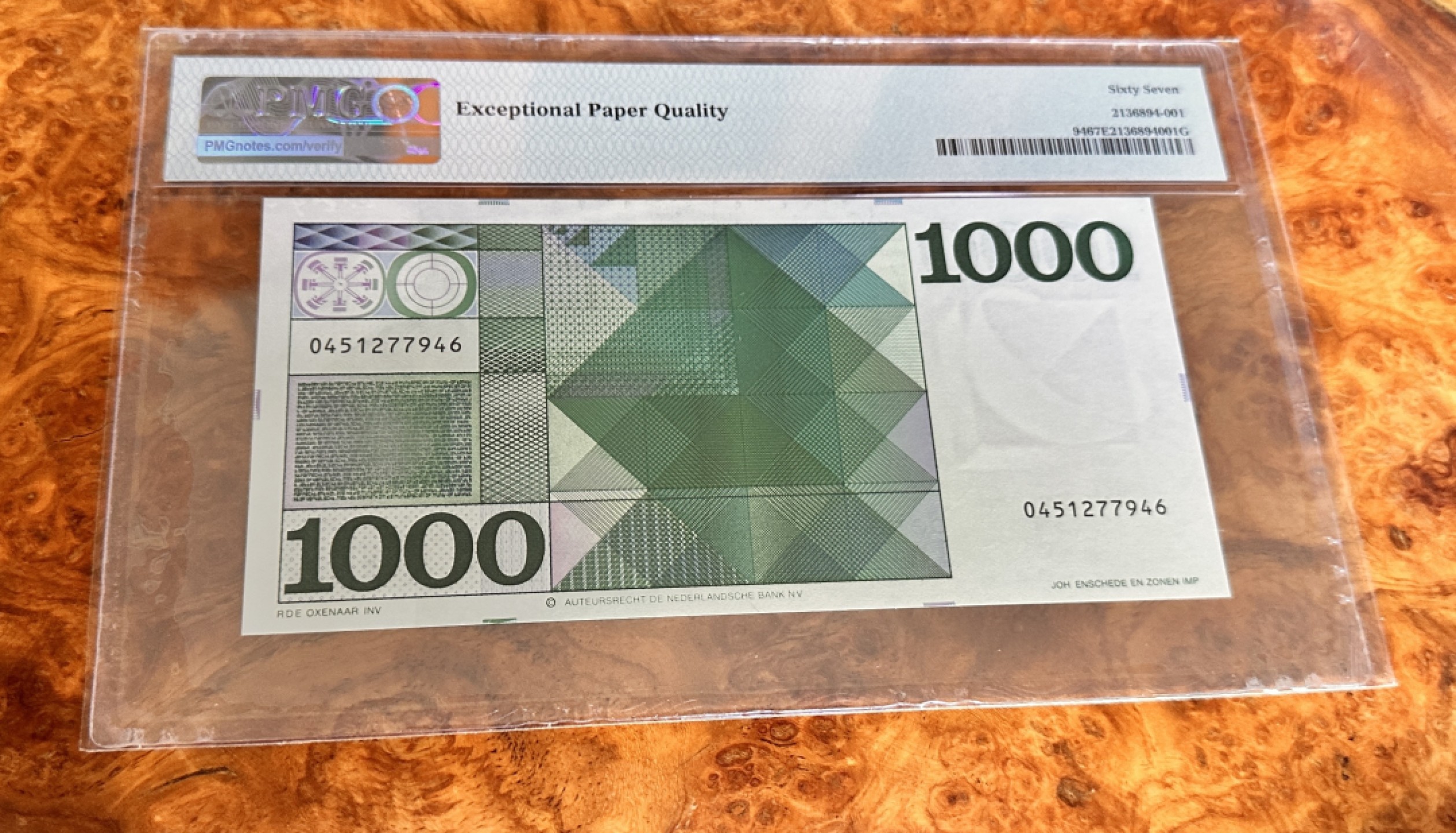 Chase Auction 第19期 - - 外钞、民国钞和人民币混合场！ 1972年荷兰1000盾，PMG67，哲学家斯宾诺莎！亚军分，更高分数仅有8张！