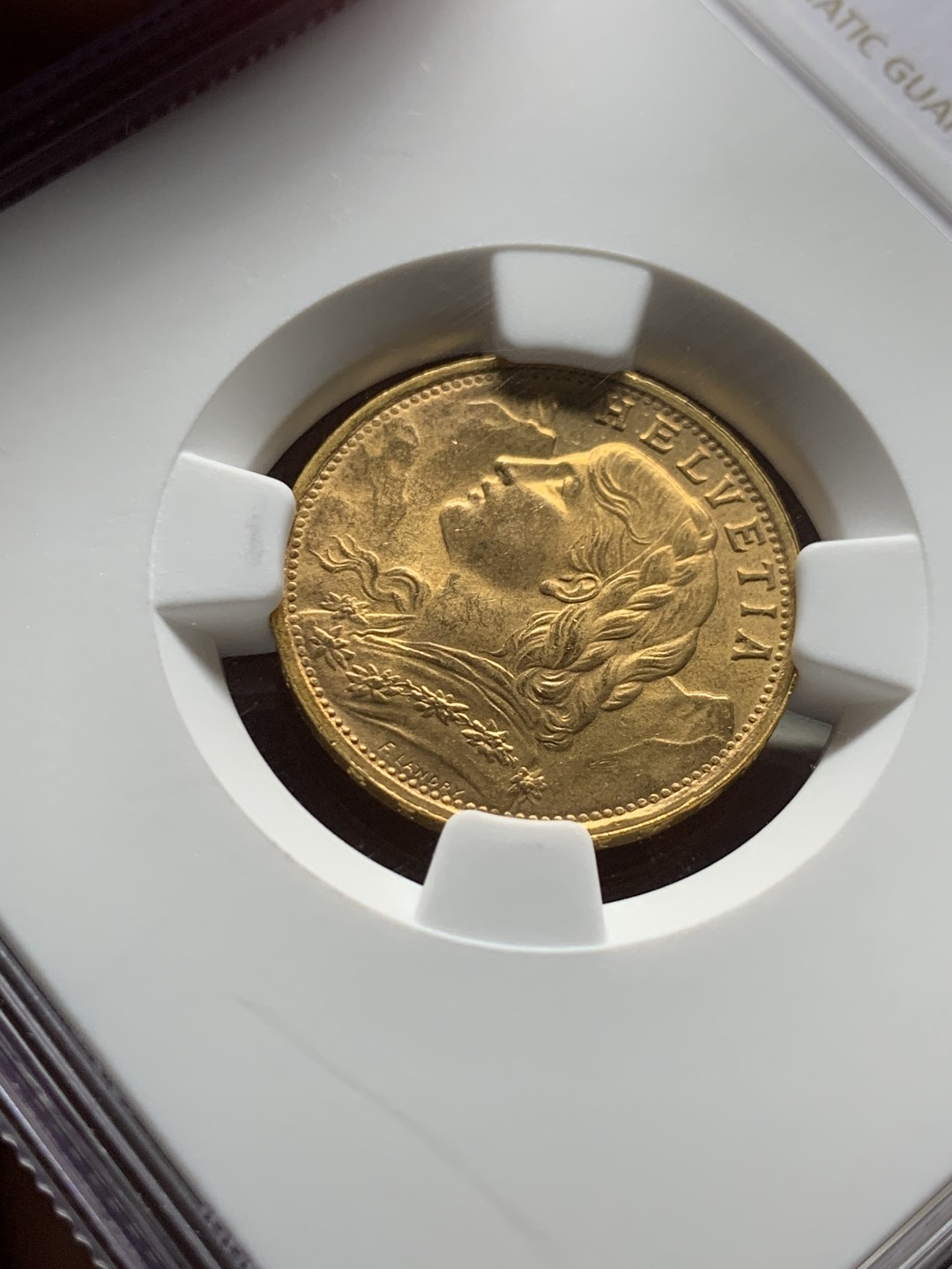 《竞宝斋》第143场-周日，周一 2场 (全场包邮) NGC MS65 瑞士雪山女神1947B金币 20法郎金币 6.5克9成金 少见品相性价比高