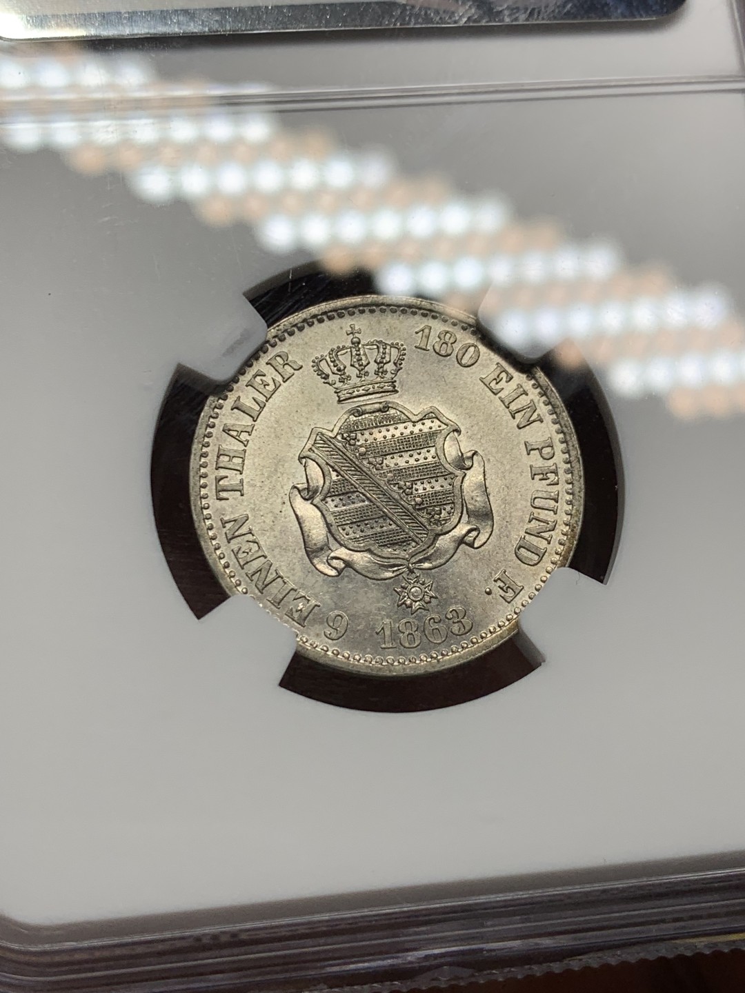 《竞宝斋》第143场-周日，周一 2场 (全场包邮) NGC-MS62 德国1863年萨克森1/6泰勒