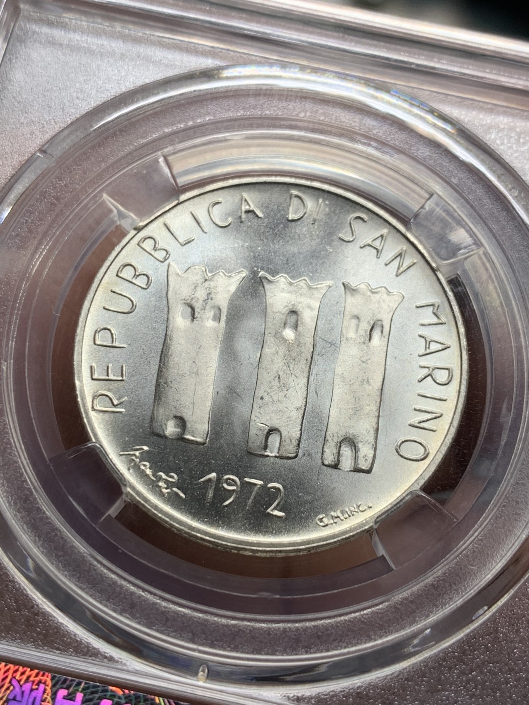 《竞宝斋》第143场-周日，周一 2场 (全场包邮) 保粹 MS64 1972圣马力诺500里拉银币