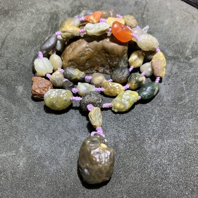 精美大颗粒青花筋脉石玛瑙原石项链一条， - 精美大颗粒青花筋脉石玛瑙原石项链一条，