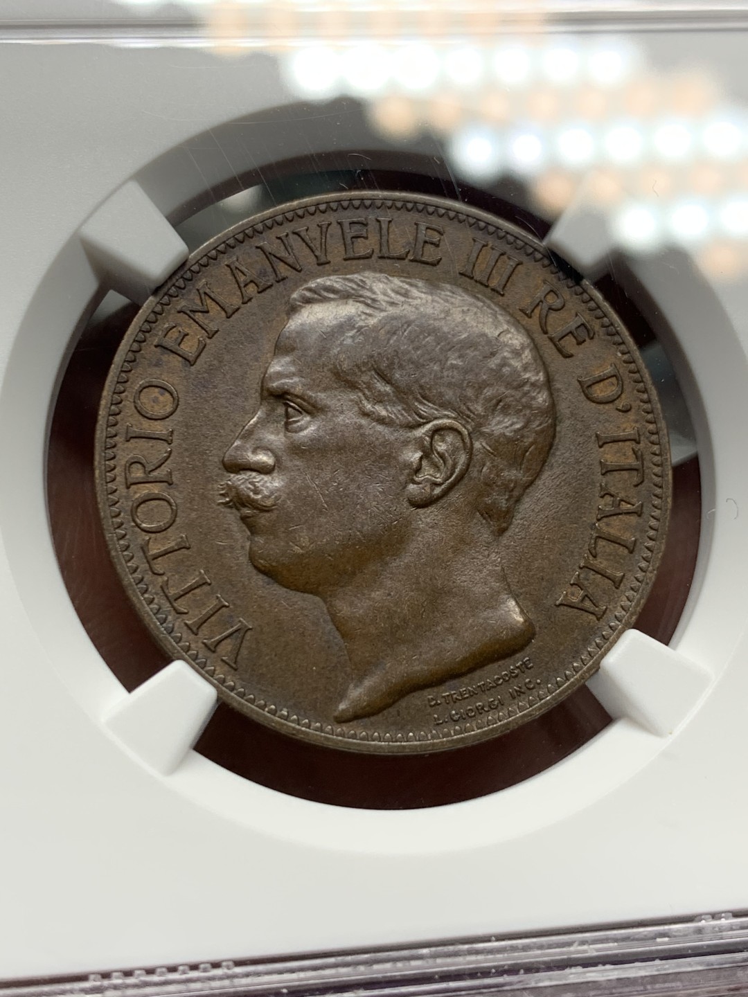 《竞宝斋》第143场-周日，周一 2场 (全场包邮) NGC AU-55BN，意大利1911年10分拖奶，均匀巧克力色贼拉好看，按MS买的裸币，不想折腾了