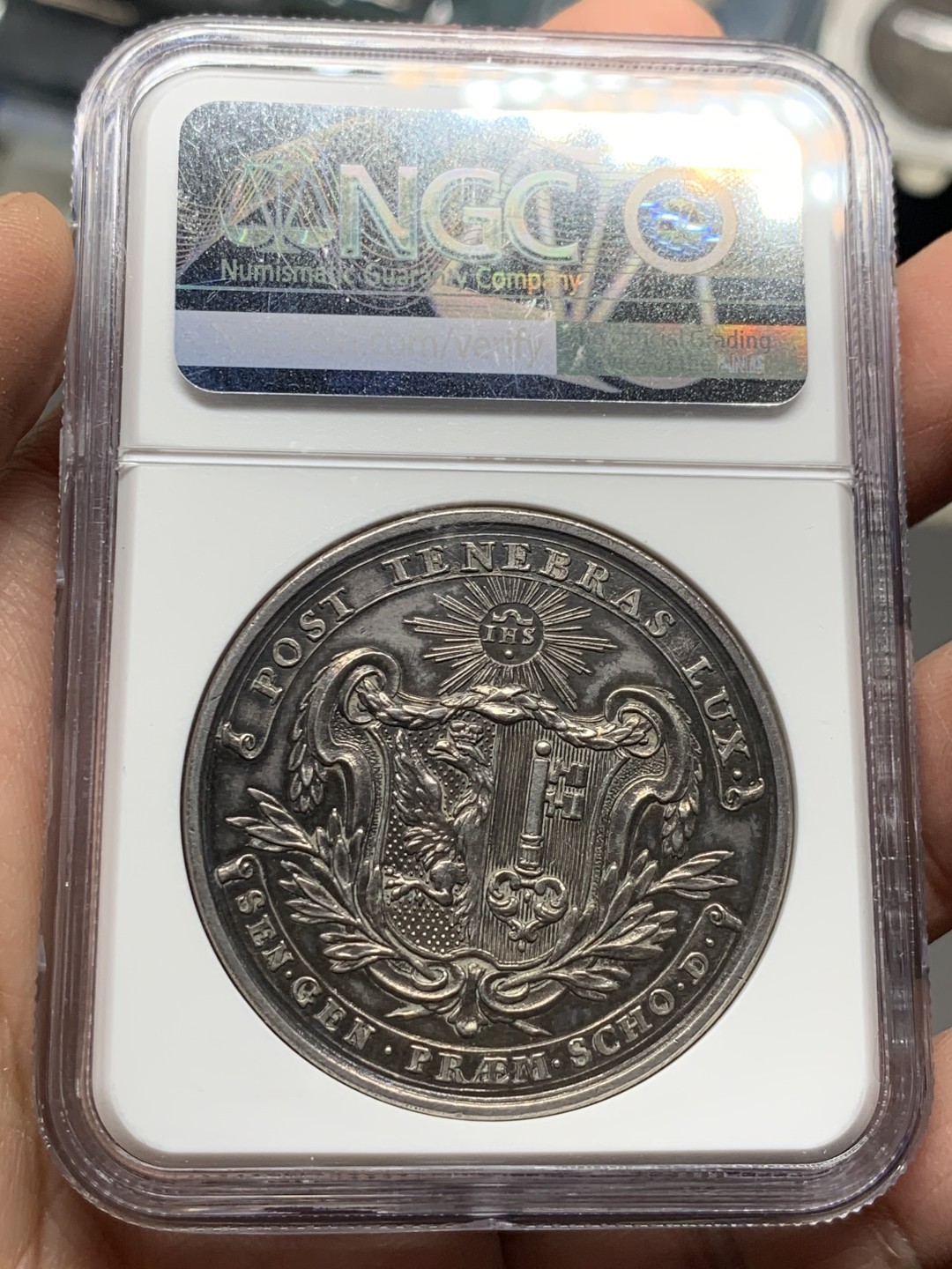 《竞宝斋》第143场-周日，周一 2场 (全场包邮) NGC-UNC 瑞士 18世纪 无纪年 日内瓦校园纪念 银章 非常好的状态