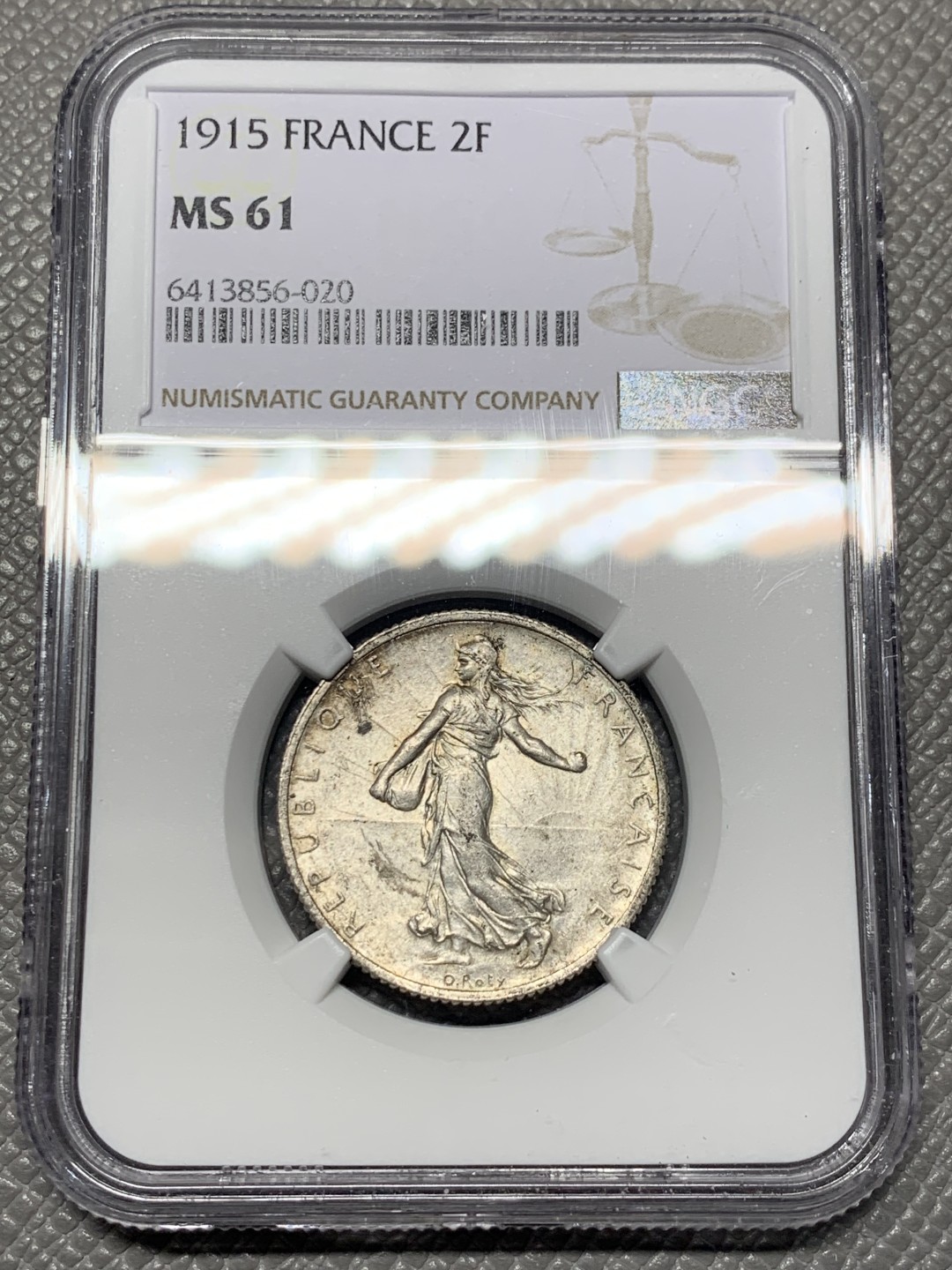 《竞宝斋》第143场-周日，周一 2场 (全场包邮) NGC-MS61 法国1915年 播种女神 2法郎银币 