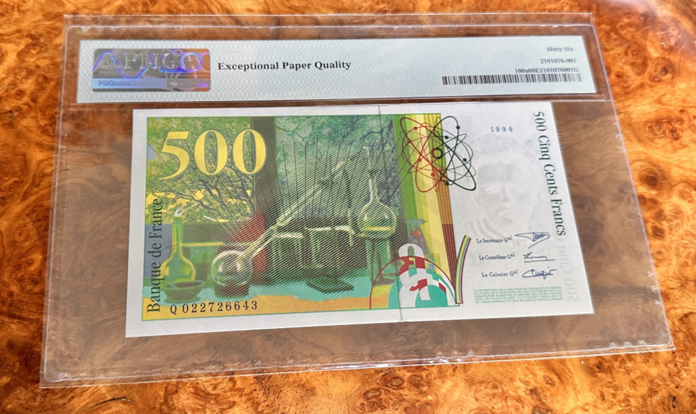 Chase Auction 第19期 - - 外钞、民国钞和人民币混合场！ 1994年法国500法郎，PMG66，初版，居里夫妇！