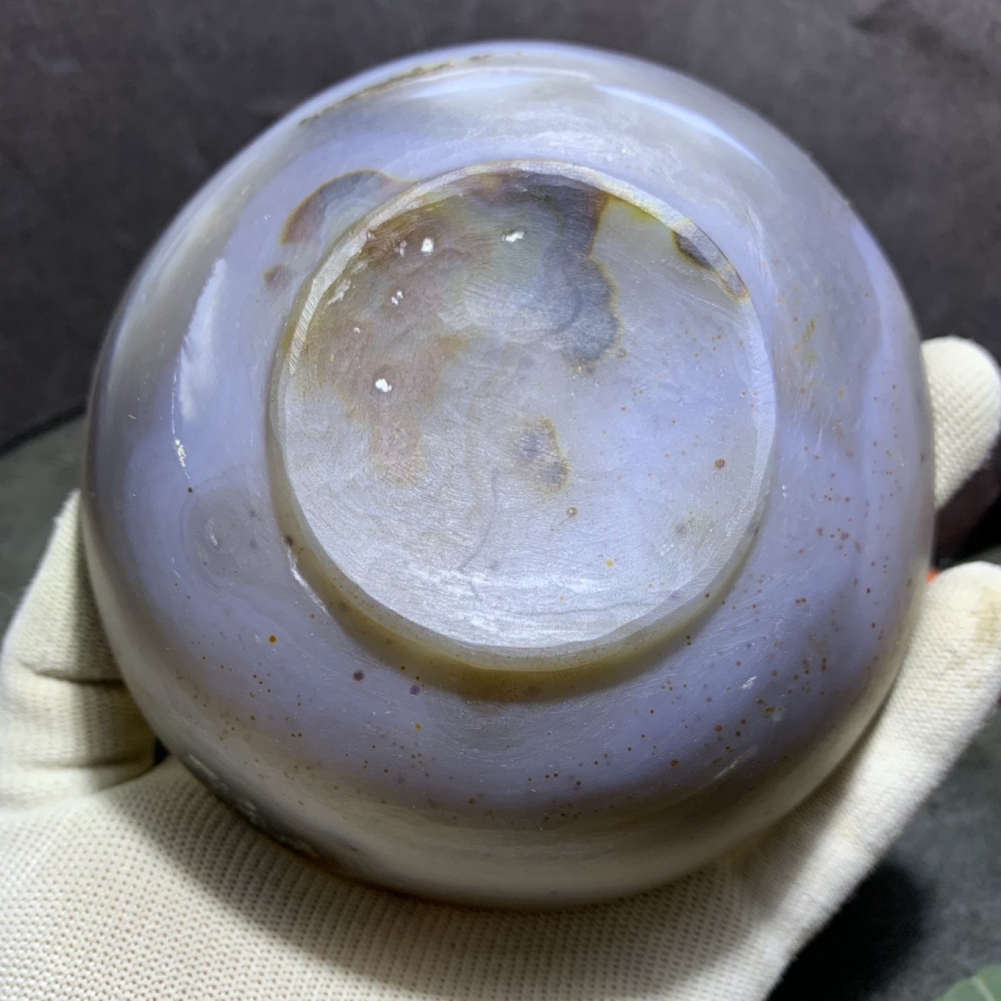 精美高玉化巴西玛瑙亚光饭碗一个，