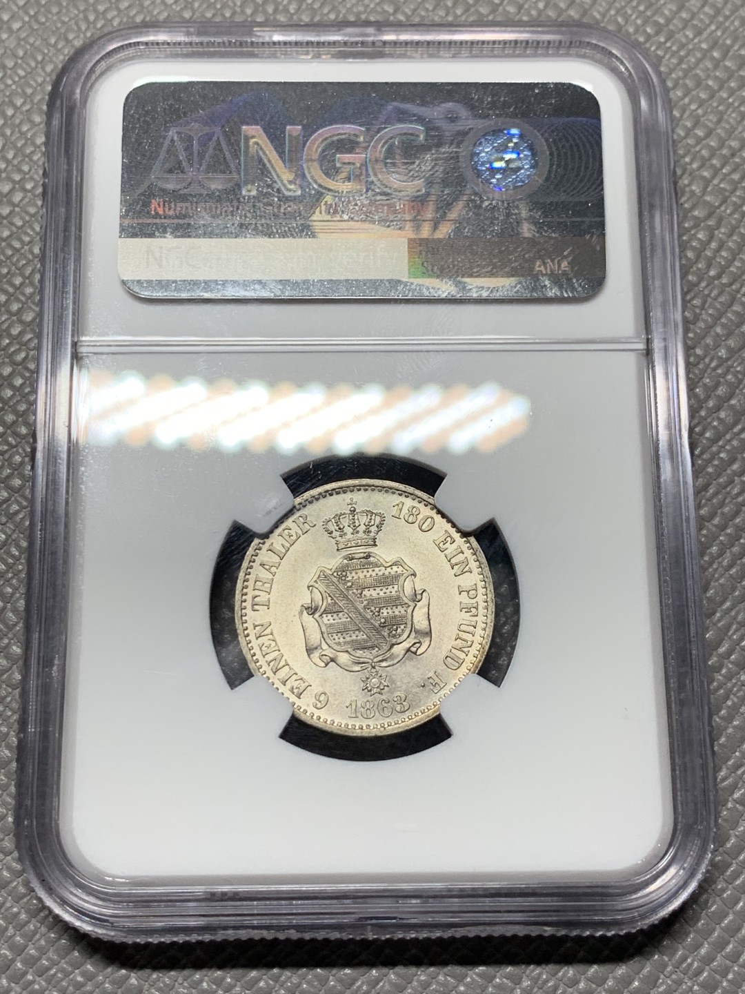 《竞宝斋》第143场-周日，周一 2场 (全场包邮) NGC-MS62 德国1863年萨克森1/6泰勒