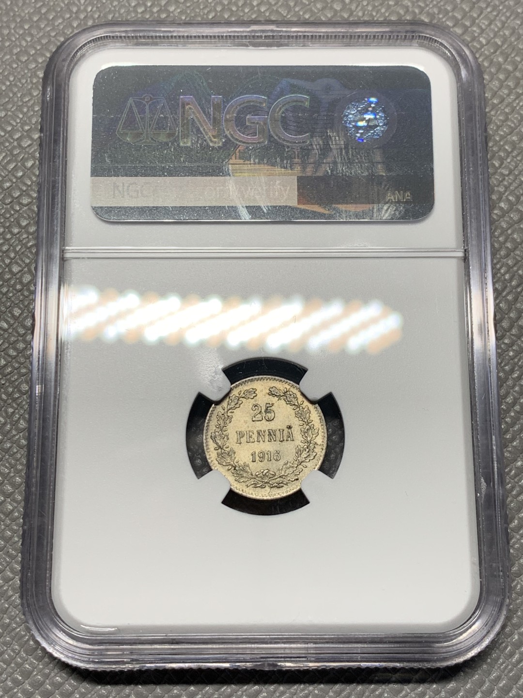 《竞宝斋》第143场-周日，周一 2场 (全场包邮) NGC-MS63 俄属芬兰1916年 双头鹰25分银币 细节一流非常漂亮