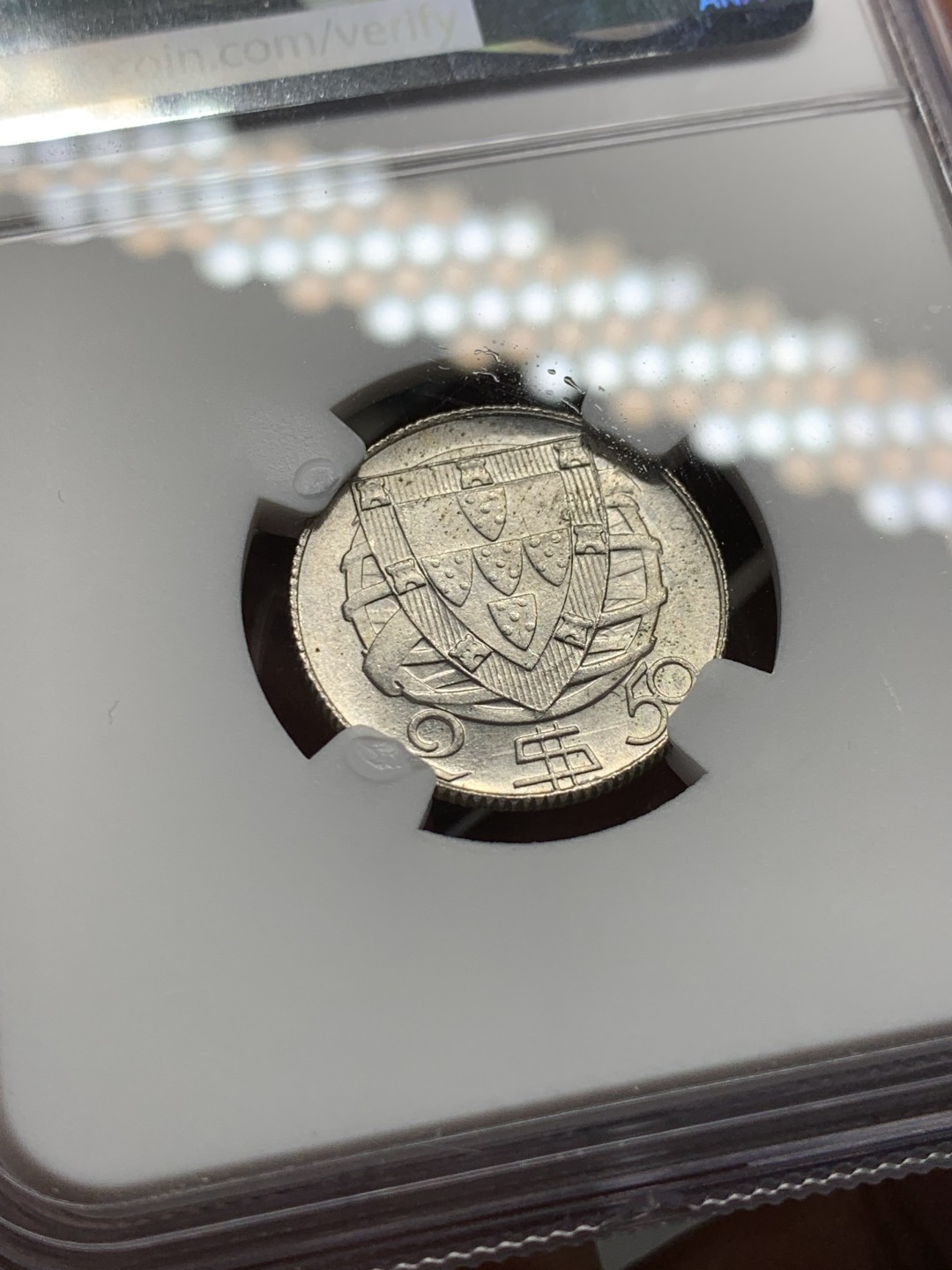 《竞宝斋》第143场-周日，周一 2场 (全场包邮) NGC-MS65 葡萄牙1951年 大帆船 2.5埃斯库多 银币 64分以上就难了