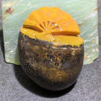 精美战国红玛瑙天眼纹原石原皮巧雕(上善若水)把件一个， - 精美战国红玛瑙天眼纹原石原皮巧雕(上善若水)把件一个，