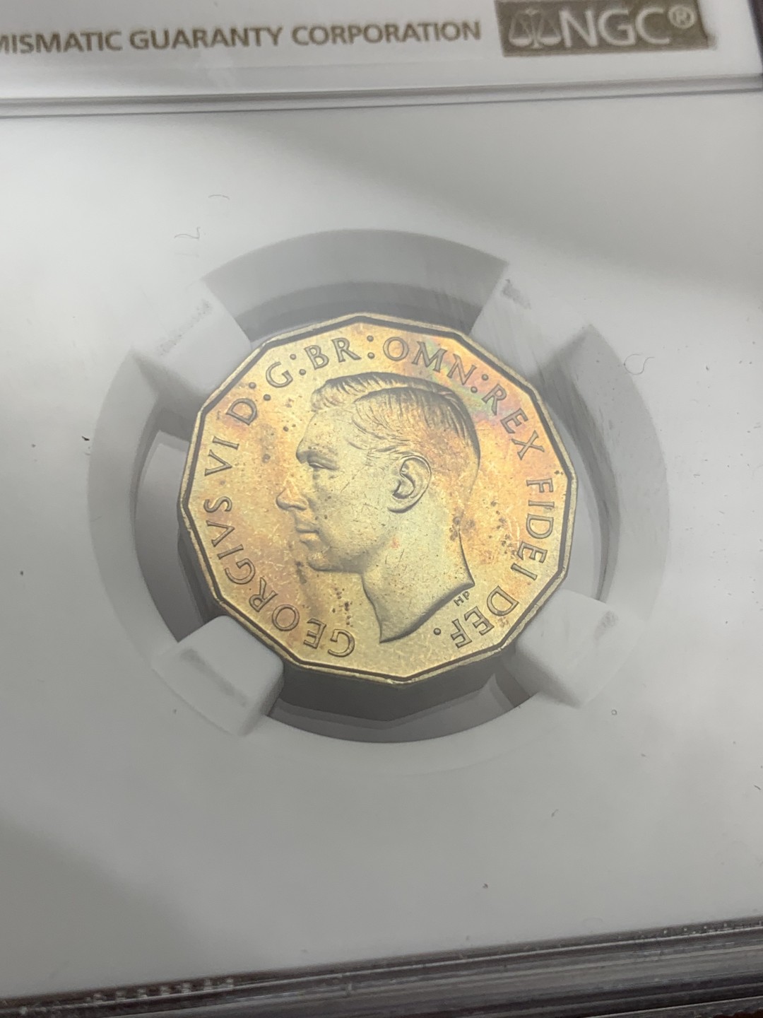 《竞宝斋》第143场-周日，周一 2场 (全场包邮) NGC PF64英国本土1950年乔治六世3便士铜币