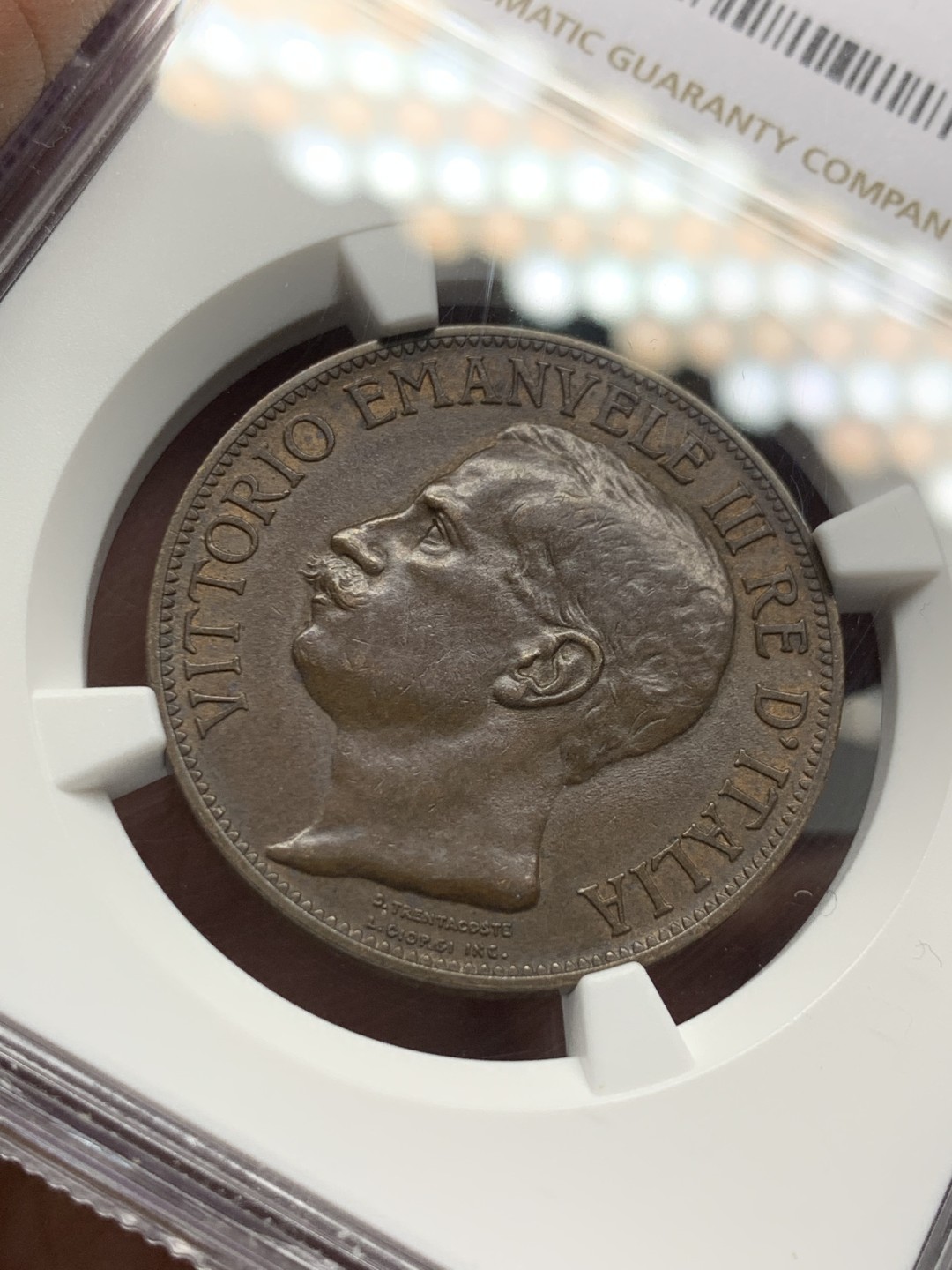 《竞宝斋》第143场-周日，周一 2场 (全场包邮) NGC AU-55BN，意大利1911年10分拖奶，均匀巧克力色贼拉好看，按MS买的裸币，不想折腾了