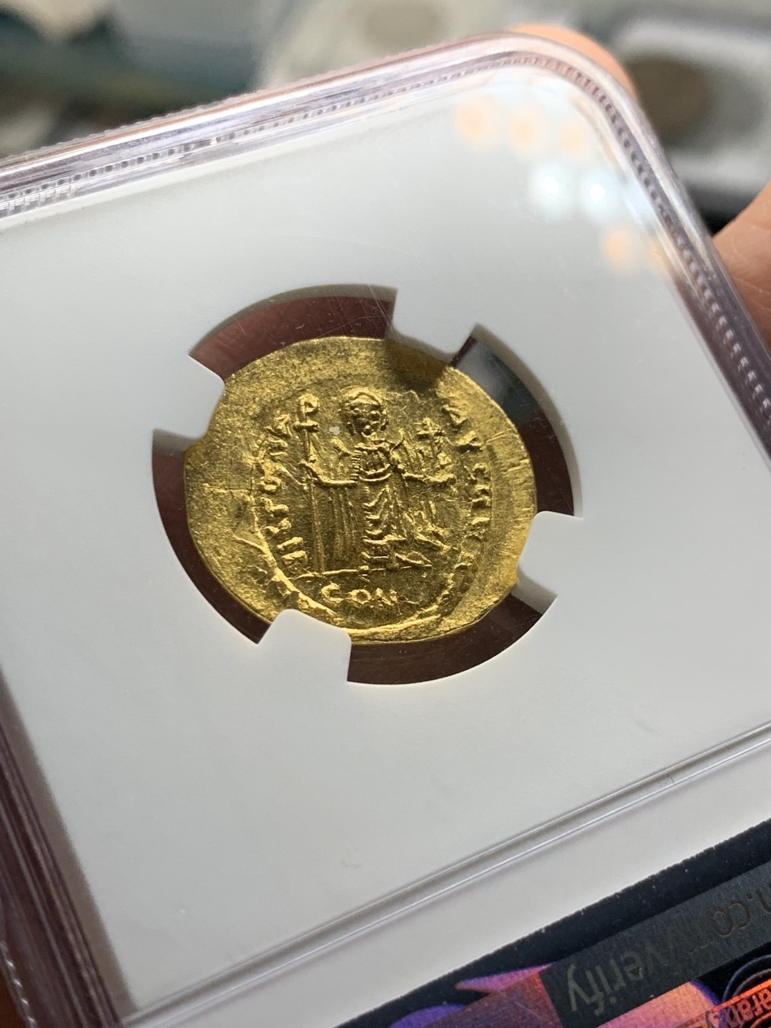 《竞宝斋》第143场-周日，周一 2场 (全场包邮) NGC MS 拜占庭帝国福卡斯索利多金币 4.5克 打制清晰 人像锐利无问题评价，几近完美品 精品中的精品