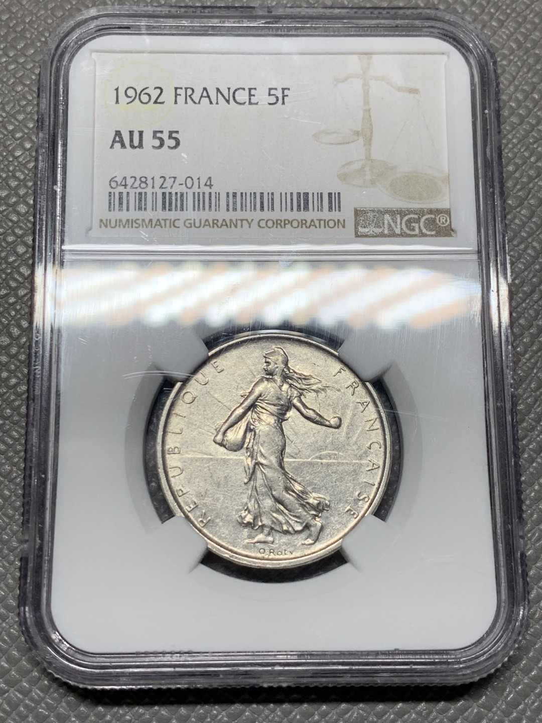 《竞宝斋》第143场-周日，周一 2场 (全场包邮) NGC AU55 法国 1962年，播种女神银币