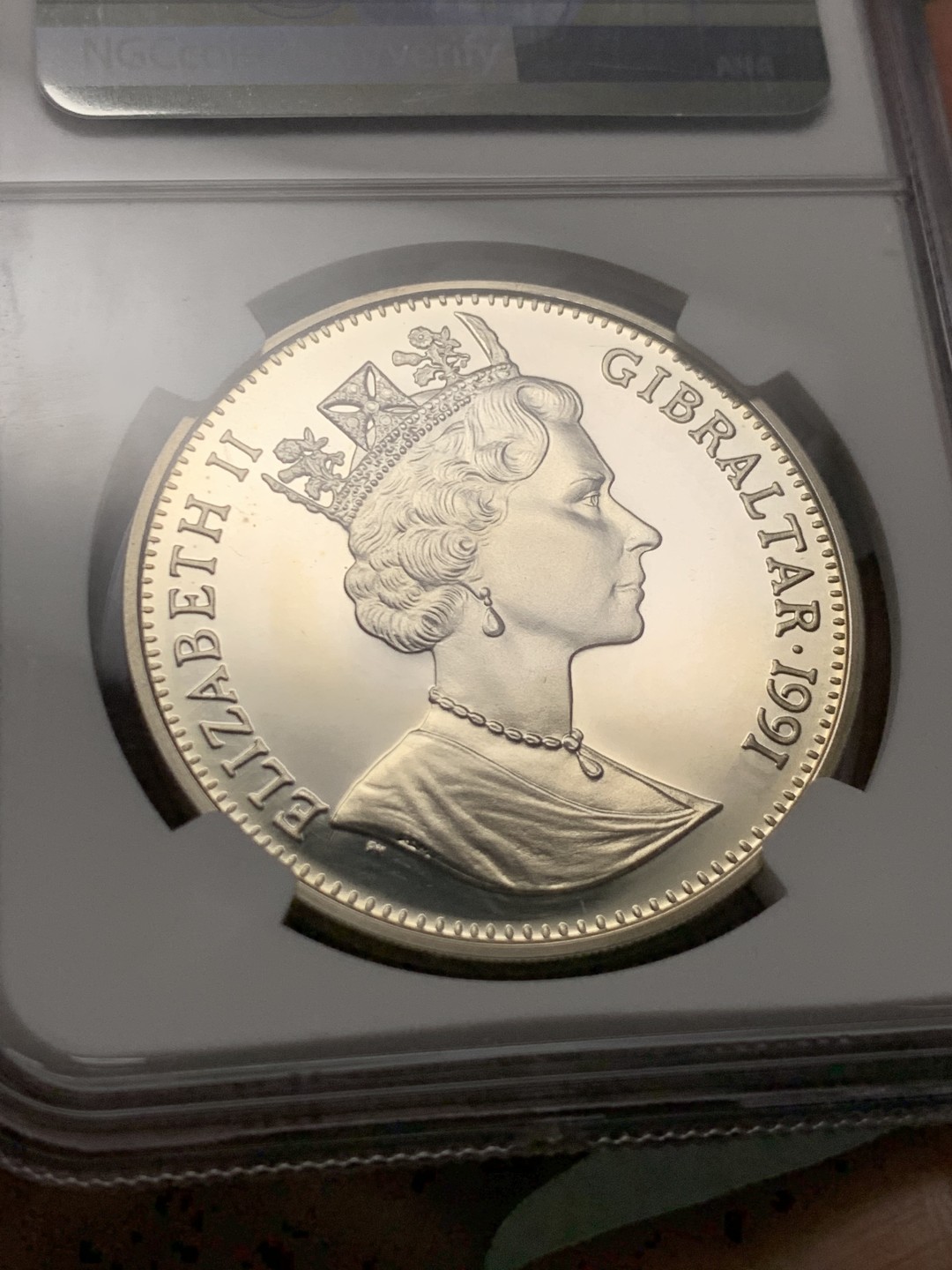 《竞宝斋》第143场-周日，周一 2场 (全场包邮) NGC-PF67 直布罗陀1991 戴安娜1克朗 精制大银币 