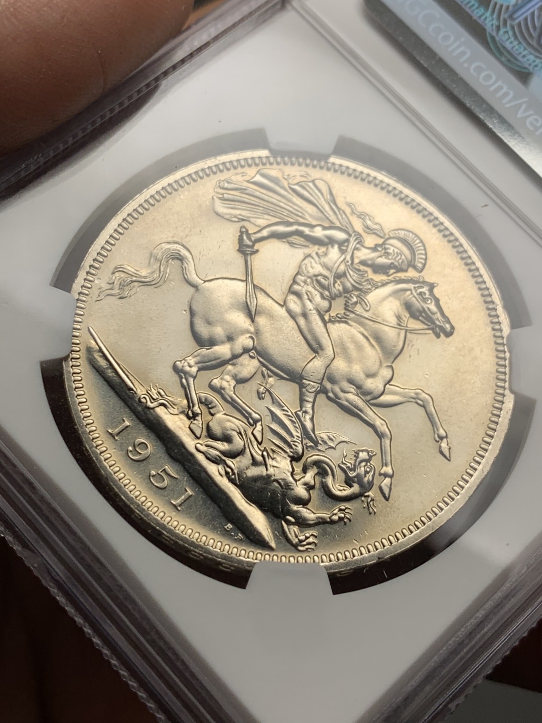 《竞宝斋》第143场-周日，周一 2场 (全场包邮) NGC PL64 英国1951乔治六世镍马剑